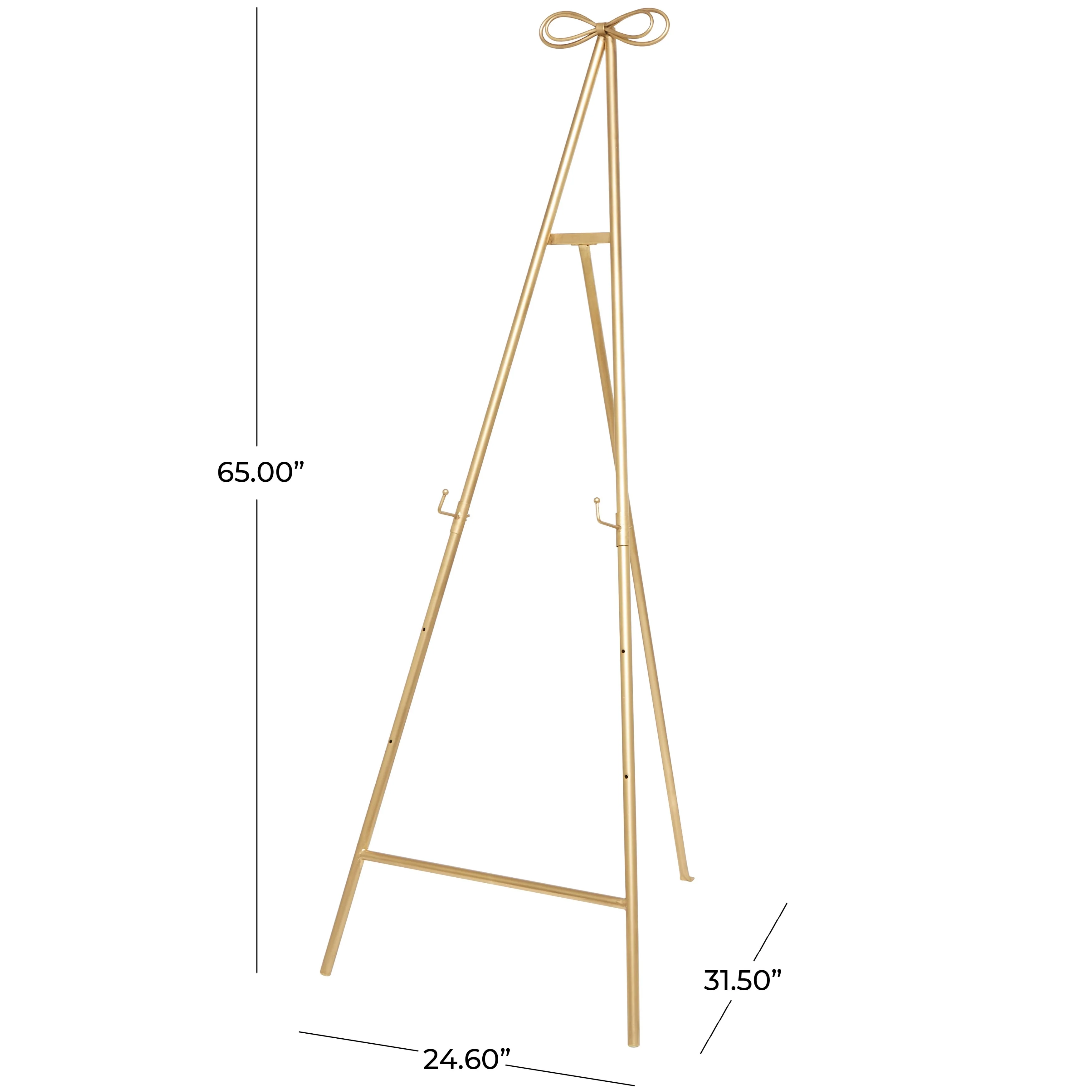Tall Adjustable 3-Tier Metal Display Stand, Gold Floor Easel with Bow Top - Image 6
