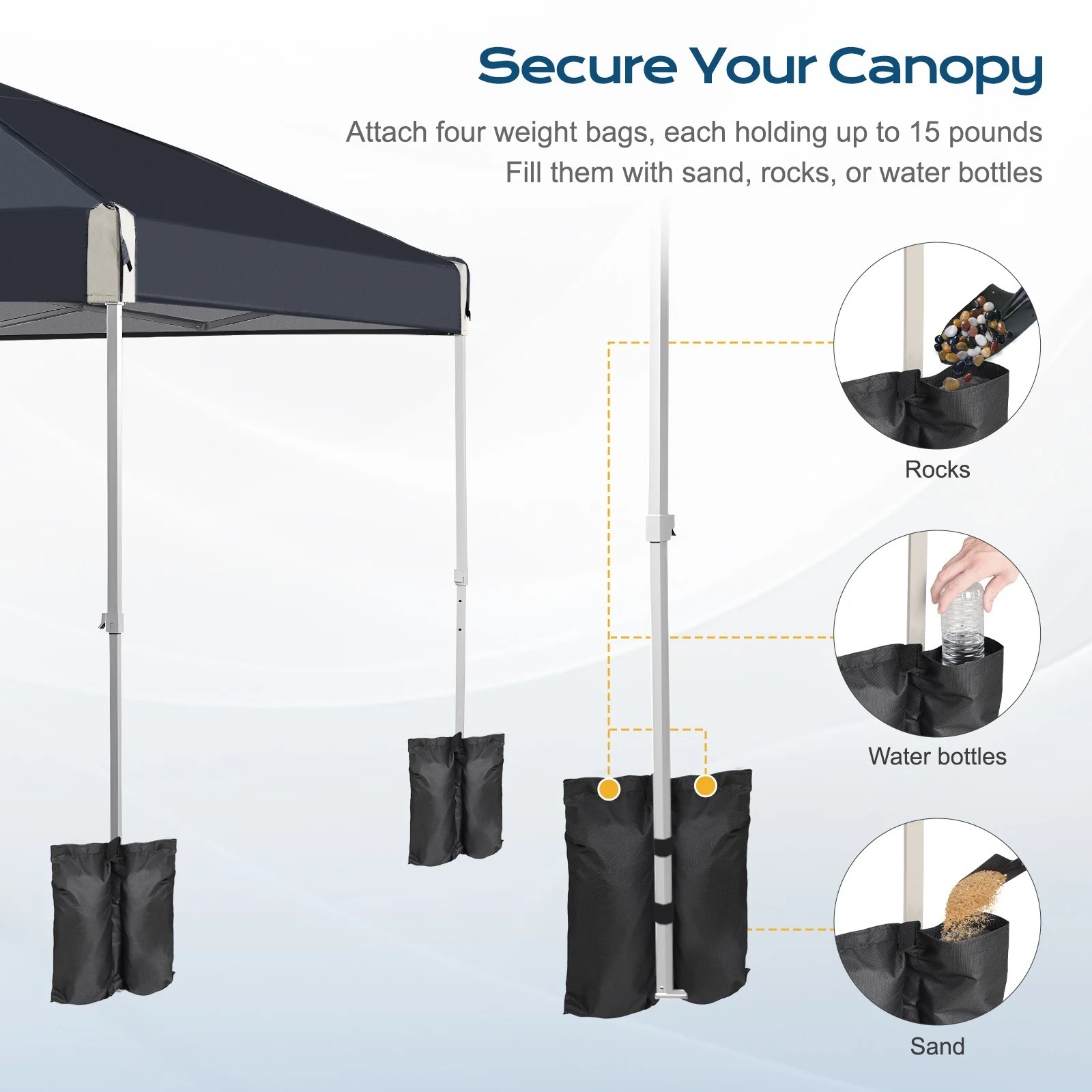 XiHuaZhaoChen Canopy Tent Easy Set-up Outdoor Patio Canopy Adjustable Straight Leg Heights Instant Shelter with Wheeled Bag,Gray,10' x 10' - Image 20