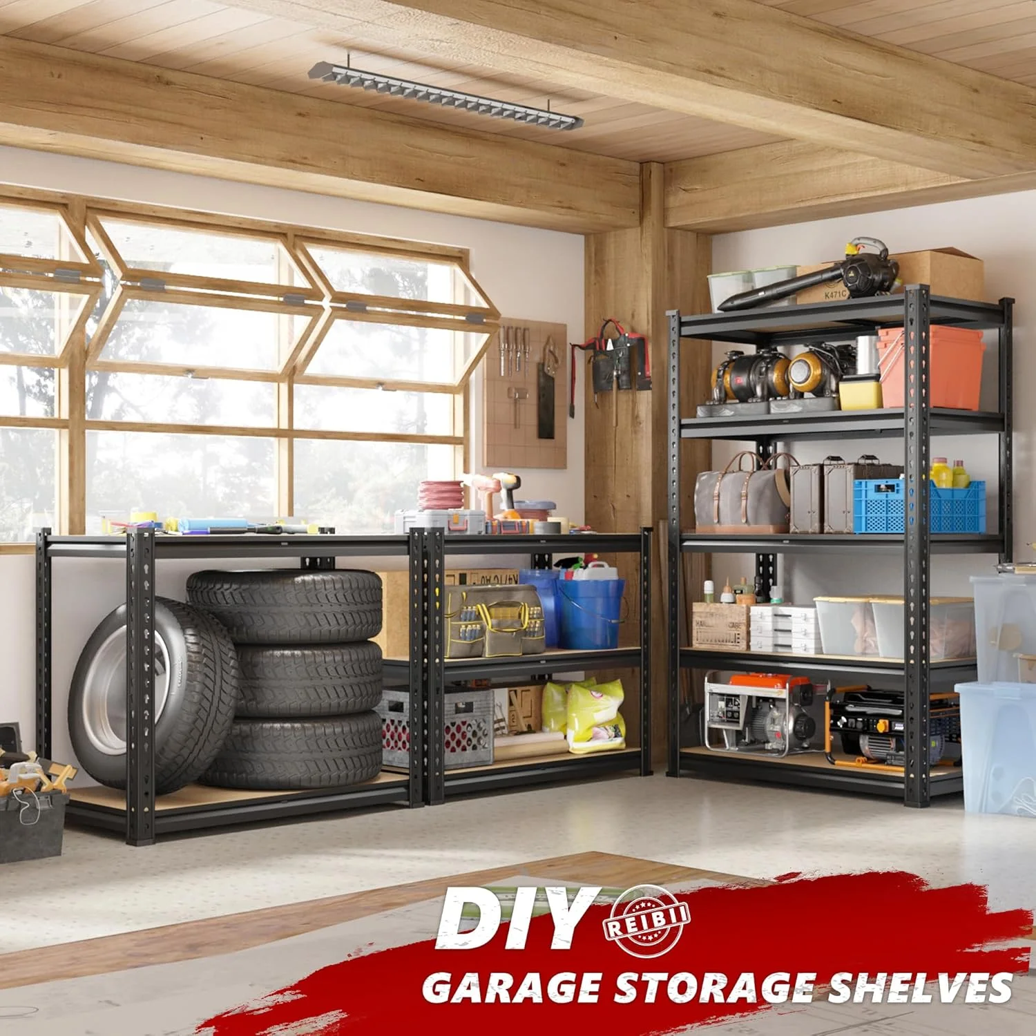 Storage Shelves 5 Tier Garage Shelving Heavy Duty Adjustable Garage Shelves, Utility Rack Shelf, Shelving Units for Storage Warehouse Pantry Closet, 35.5" W x 11.9" D x 72" H, 4 Pack - Image 7