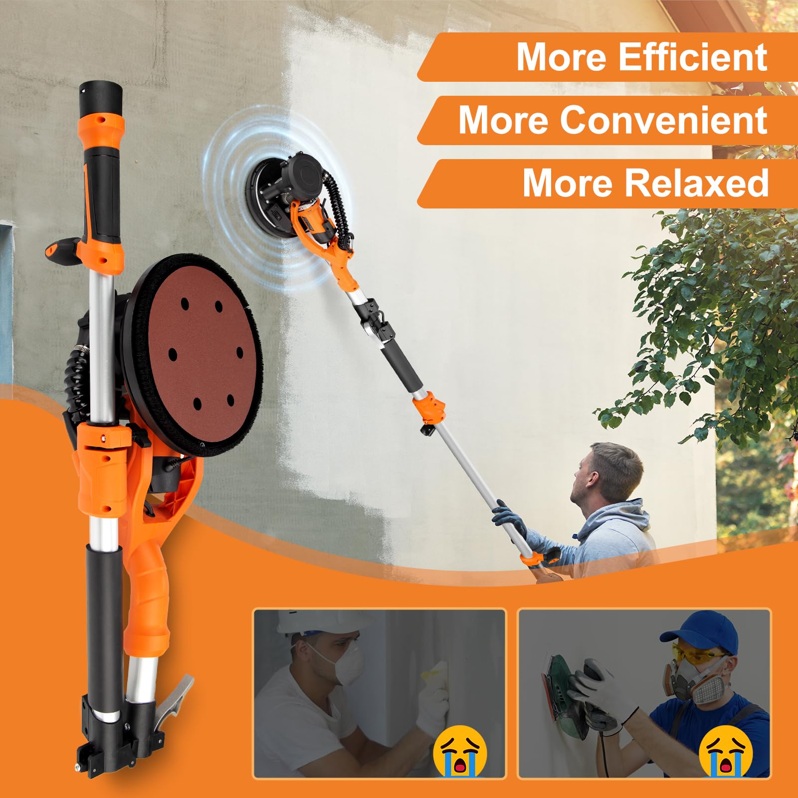 1000W Drywall Sander, Electric Wall and Ceiling Sanding Tool for Popcorn Texture Removal - Image 5