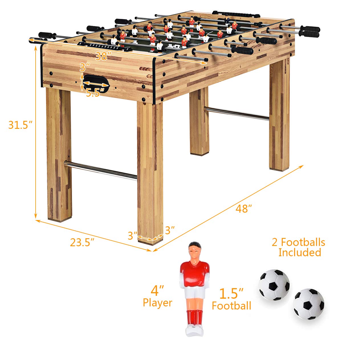 48-Inch Foosball Table, Easy-Assembly Soccer Game Table - Image 4