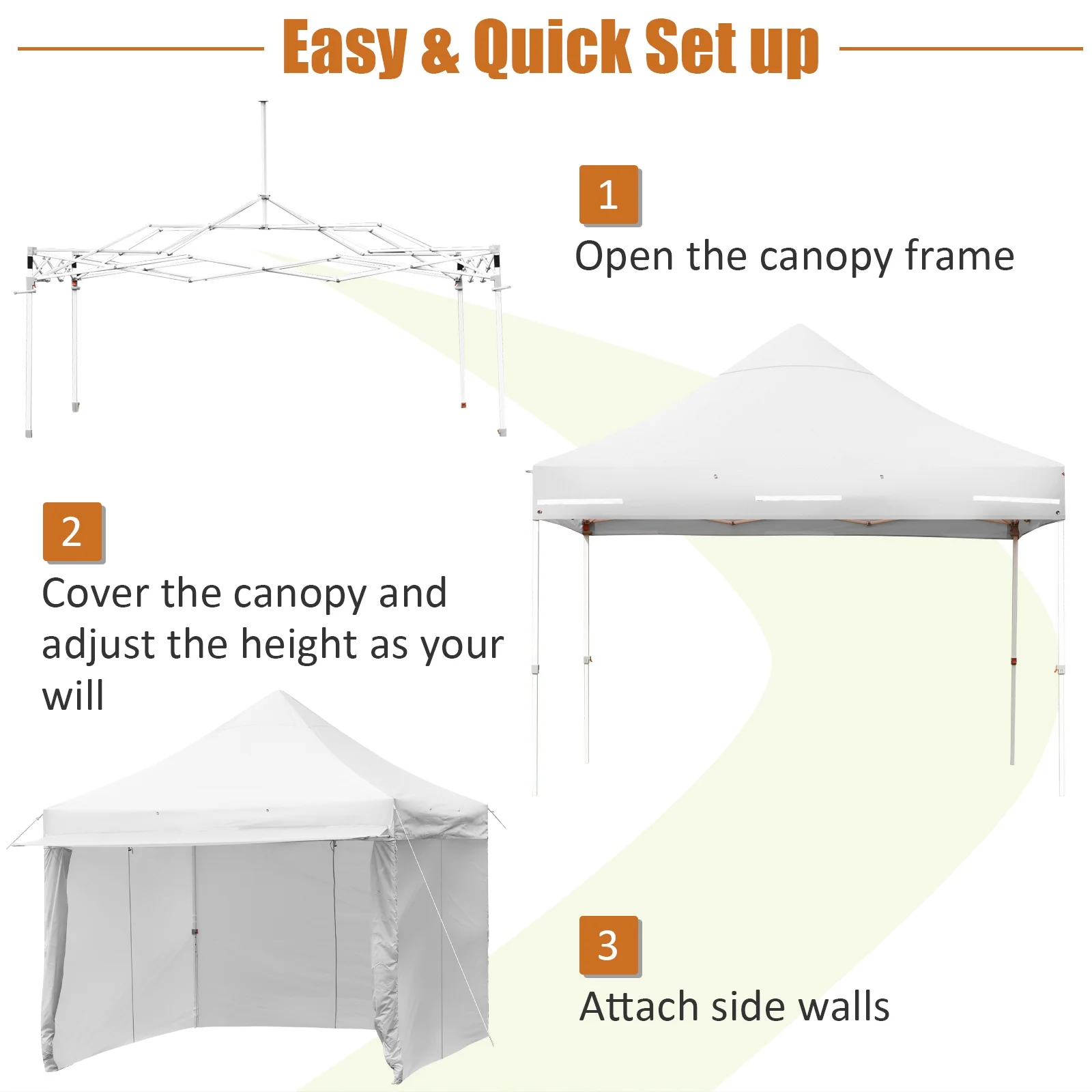 Patiojoy 10x10ft Pop up Tent, 4 Height Adjustment Folding Camping Tent with Awning Blue - Image 26