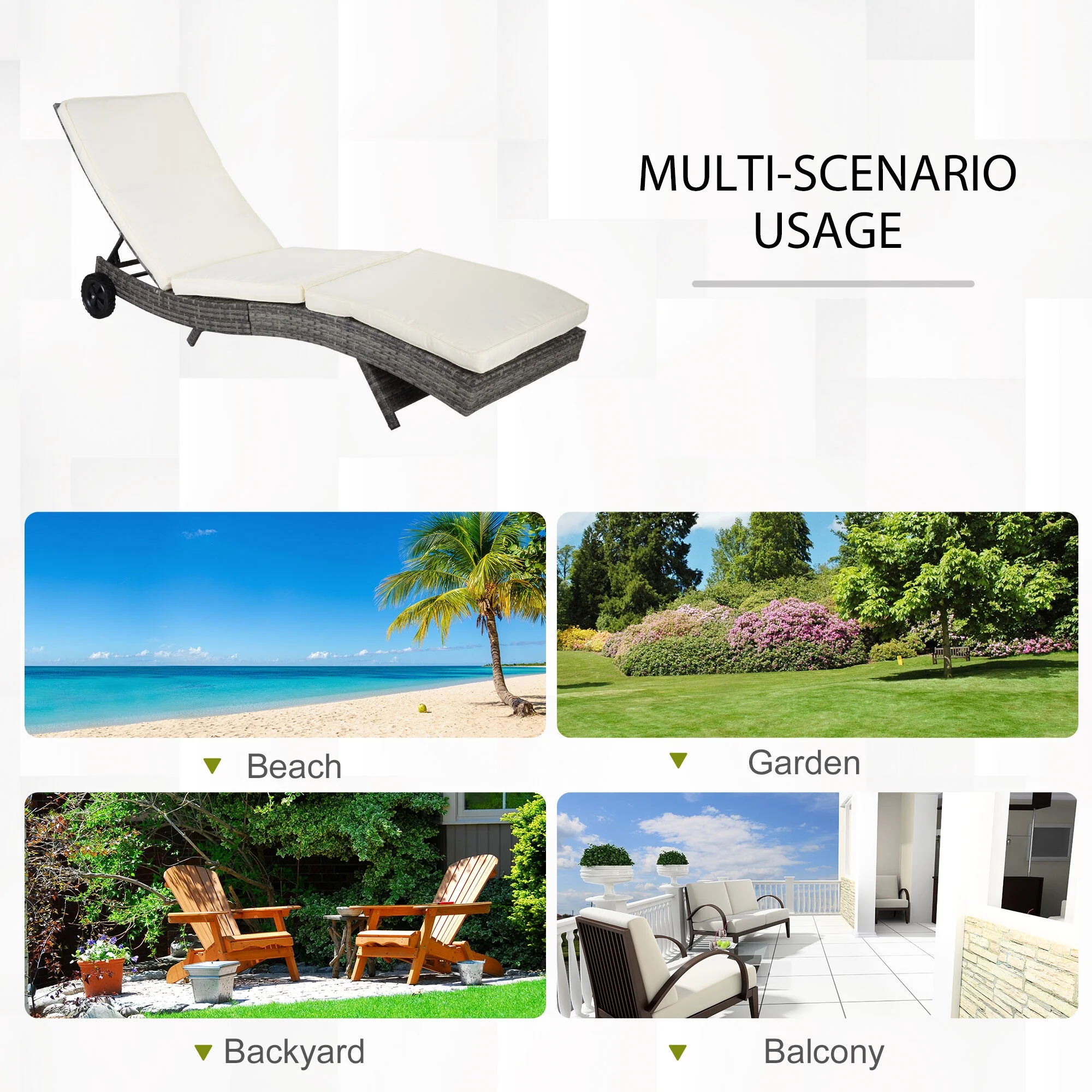 DUOSONG Outsunny 27 Gallon Patio Wicker Storage Bench, Outdoor Pe Rattan Patio Furniture, 2-In-1 Large Capacity Rectangle Garden Storage Box With Handles And Cushion, Cream White Brown+White Steel - Image 24