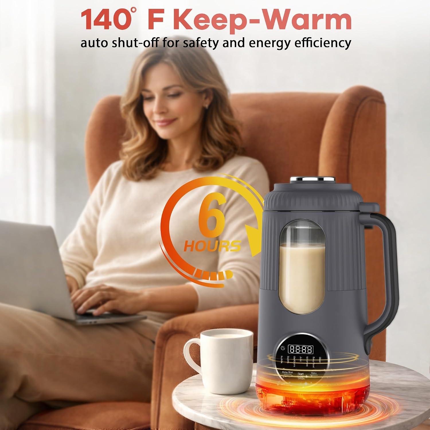 Nut Milk Maker Machine, Automatic Soy Milk Maker, Small Countertop Blender - Image 6