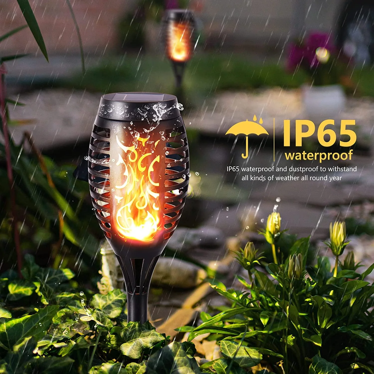 Toodour Christmas Solar Lights Outdoor with Flickering Flame, 12 Pack LED Solar Torch Lights, Waterproof Solar Garden Lights for Path Landscape Patio Christmas Decor - Image 7