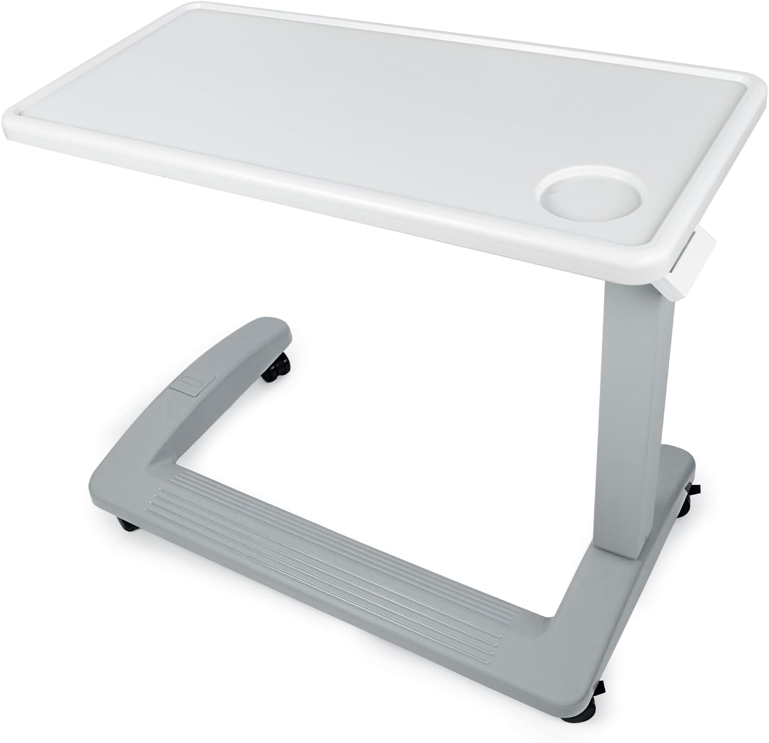 FSA/HSA Eligible Medical Adjustable Overbed Exam Bedside Table with Wheels, Hospital and Home Use, Light Gray