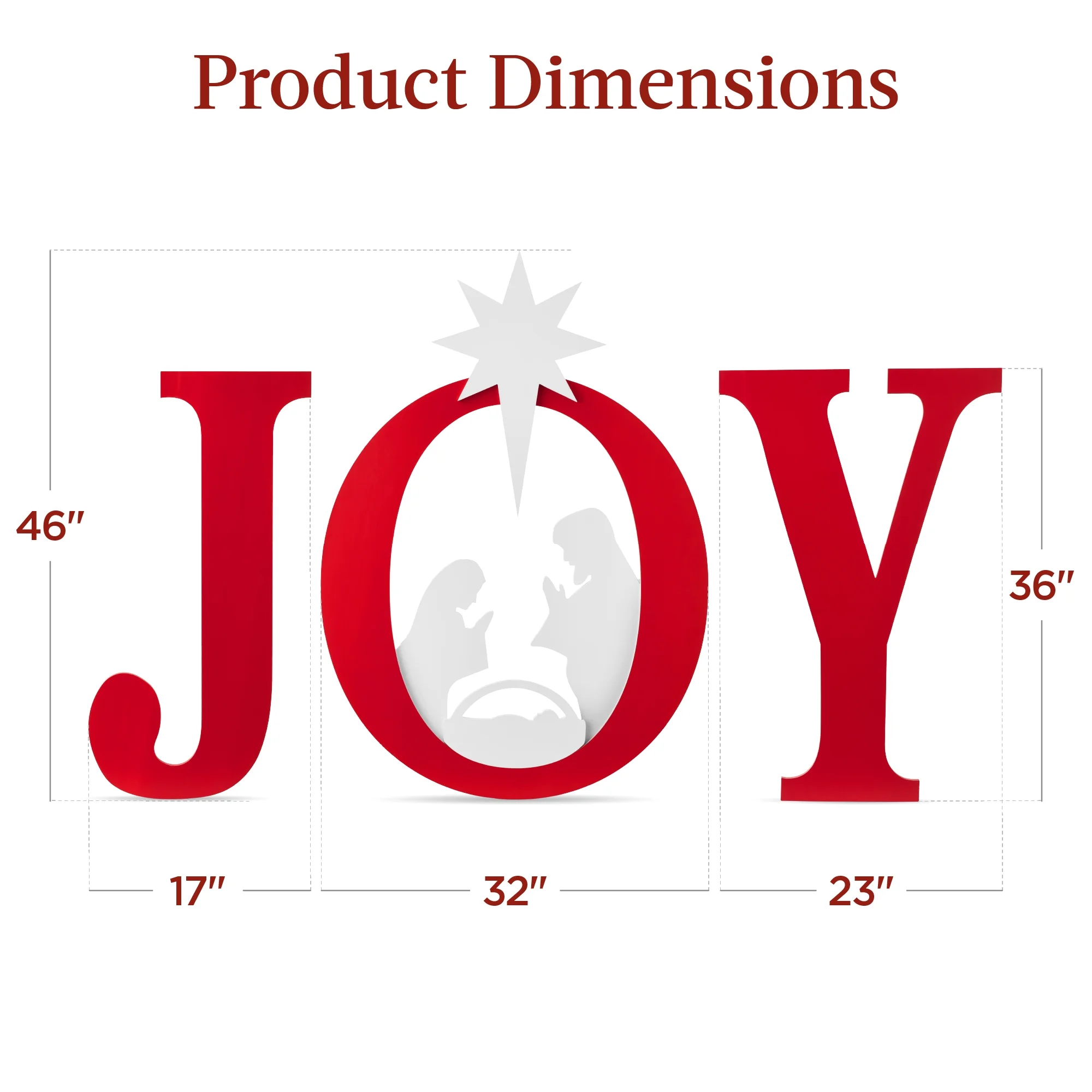 Best Choice Products 46in Outdoor JOY Christmas Nativity Decoration w/ Weather Resistant PVC, Ground Stakes - Red/White - Image 9