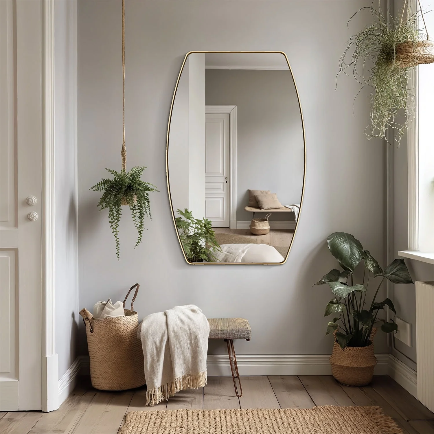 Modern Oblong Metal Wall Mirror, Decorative Elongated Hanging Mirror for Living Room, Bedroom and Entryway - Image 33