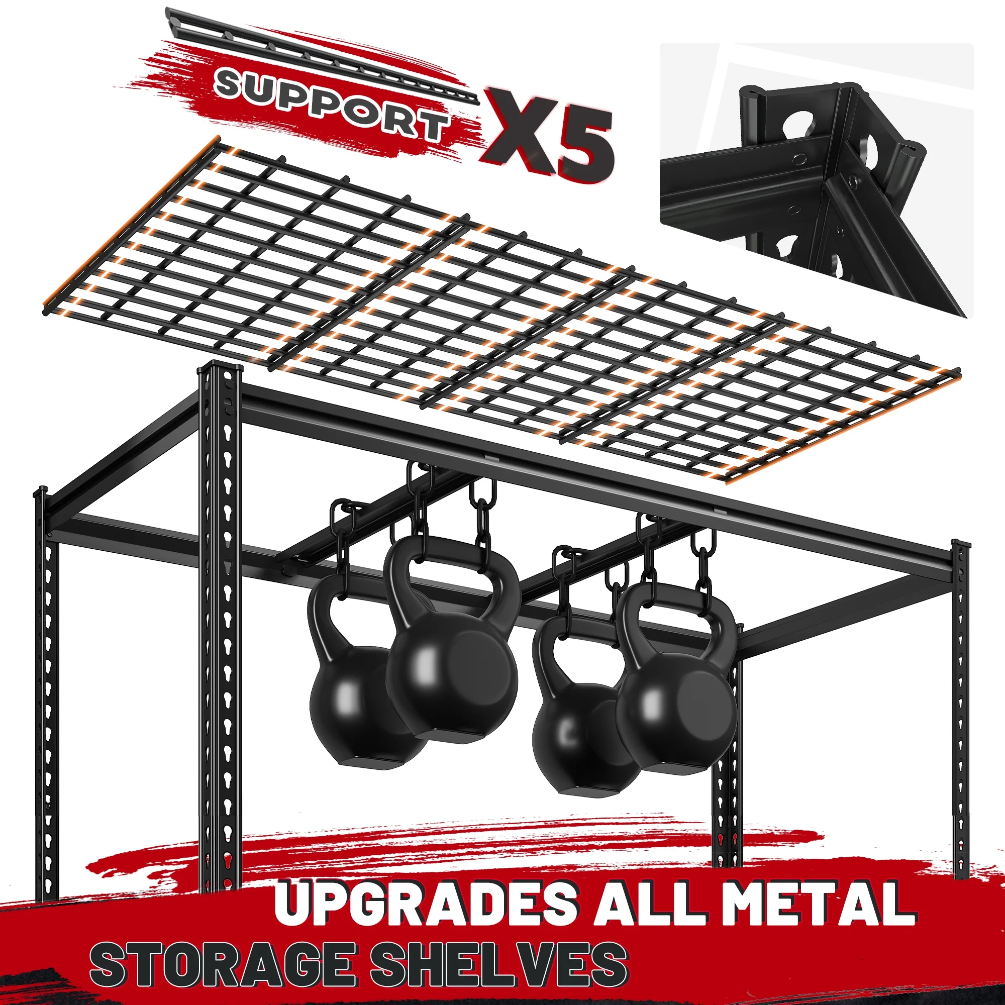 REIBII 48" W Garage Shelving Units 5 Tier Storage Shelves Heavy Duty Adjustable Metal Utility Shelf-72" H x 48" W x 24" D - Image 27