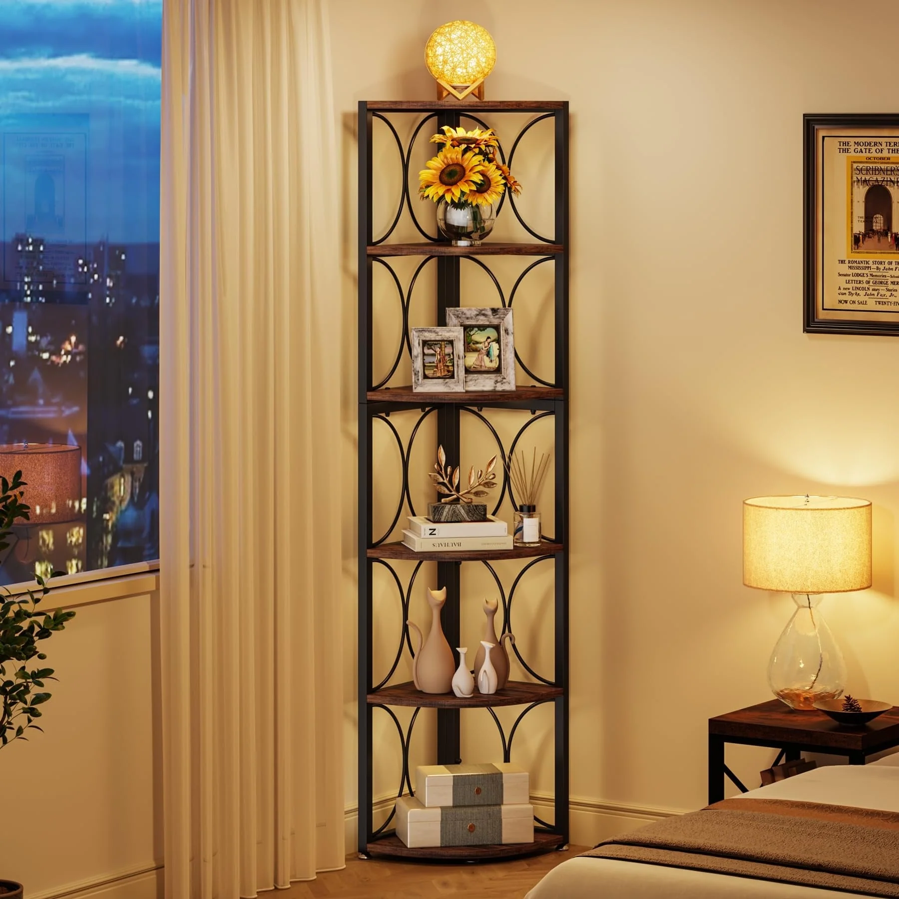 67 Inch Tall Corner Shelf, Freestanding Corner Bookshelf and Storage Shelving Unit - Image 10