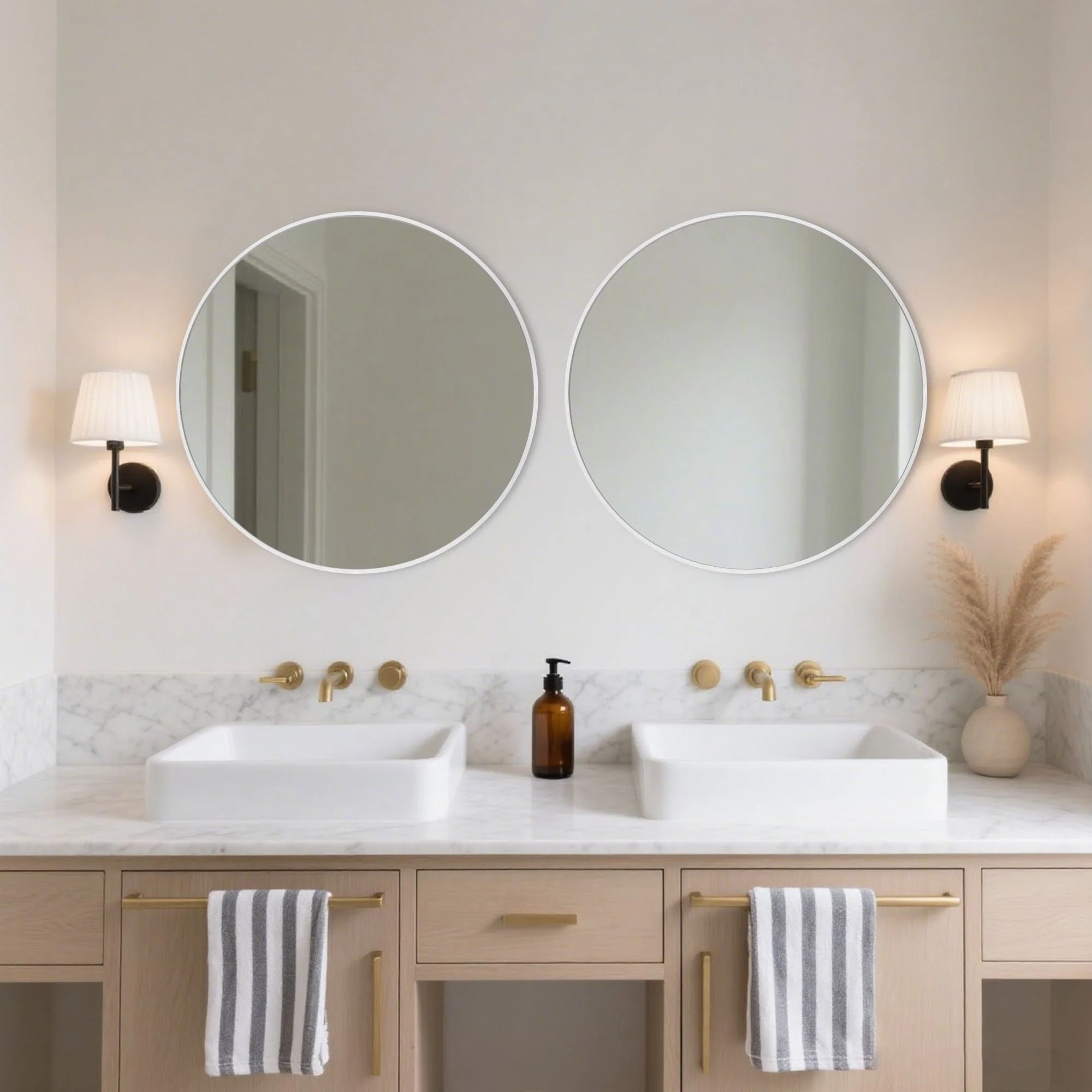 Modern Round Bathroom Vanity Mirror, Wall Mounted Circular Mirror for Bathroom, Bedroom and Home Decor - Image 18