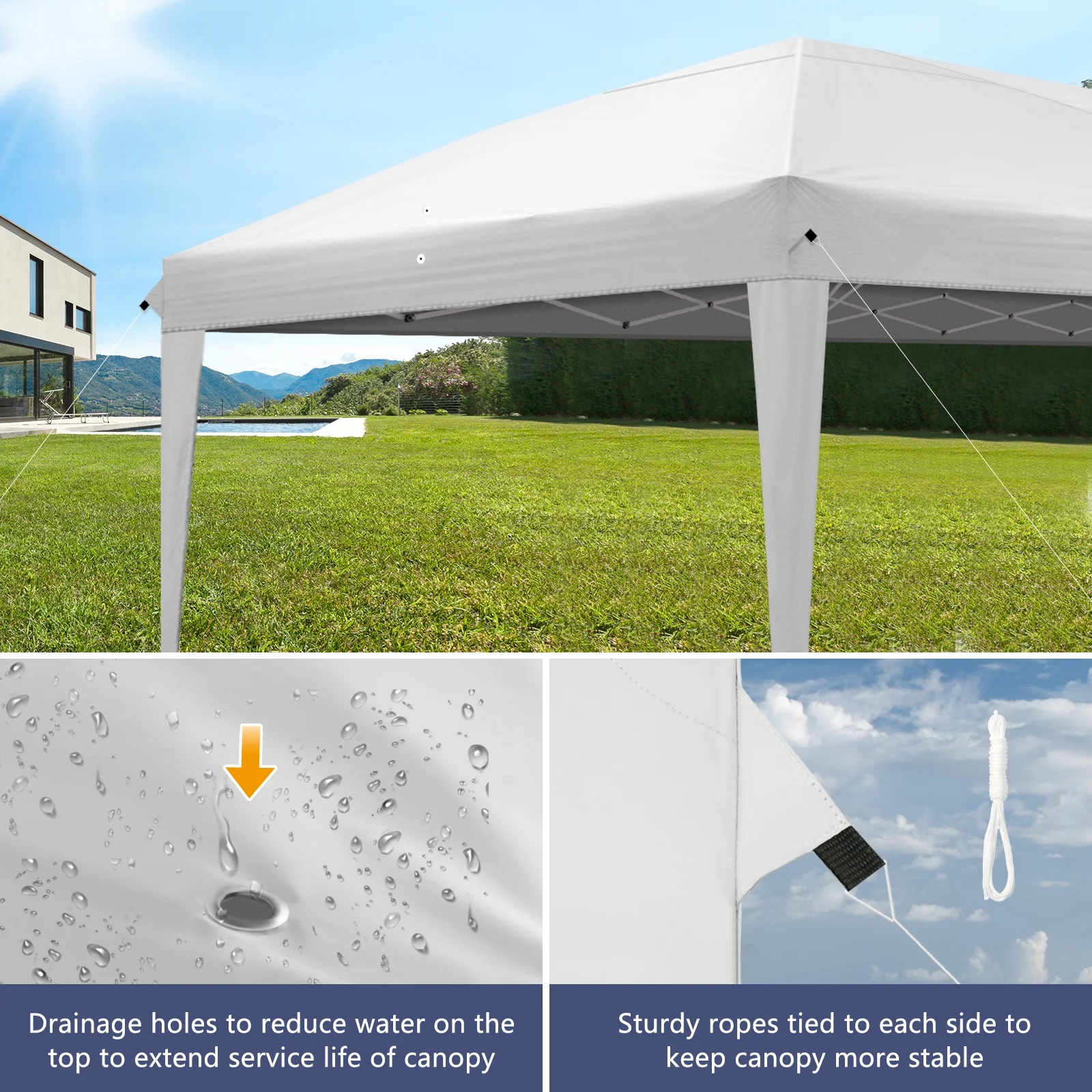 UBesGoo Ez Pop Up Patio Canopy Tent Gazebo Outdoor Party with 6 Sidewalls 10 x 20 ft Blue - Image 52