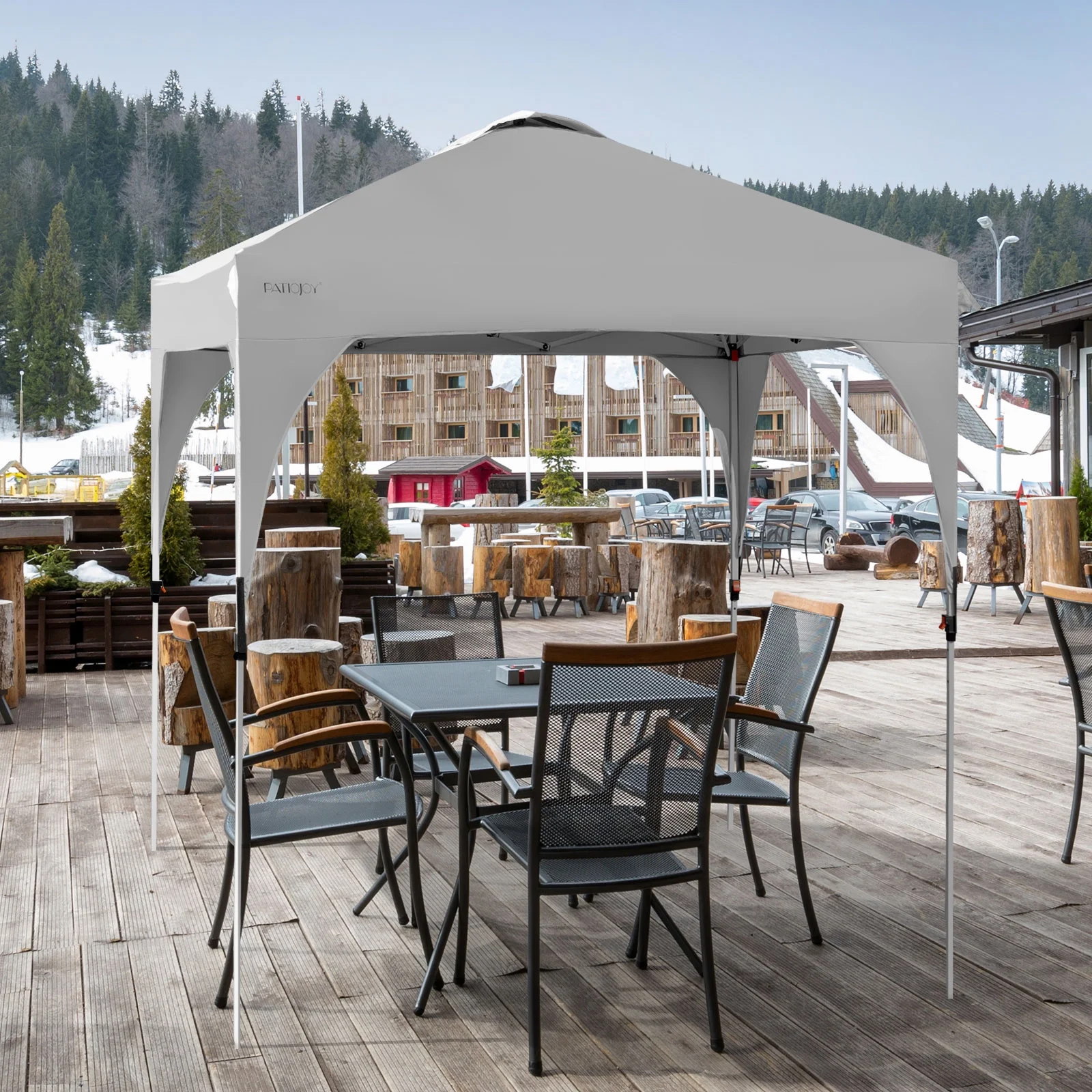 Patiojoy Pop-up Canopy Tent 6.6' x 6.6' Height Adjustable Commercial Instant Canopy w/ Portable Roller Bag White - Image 7