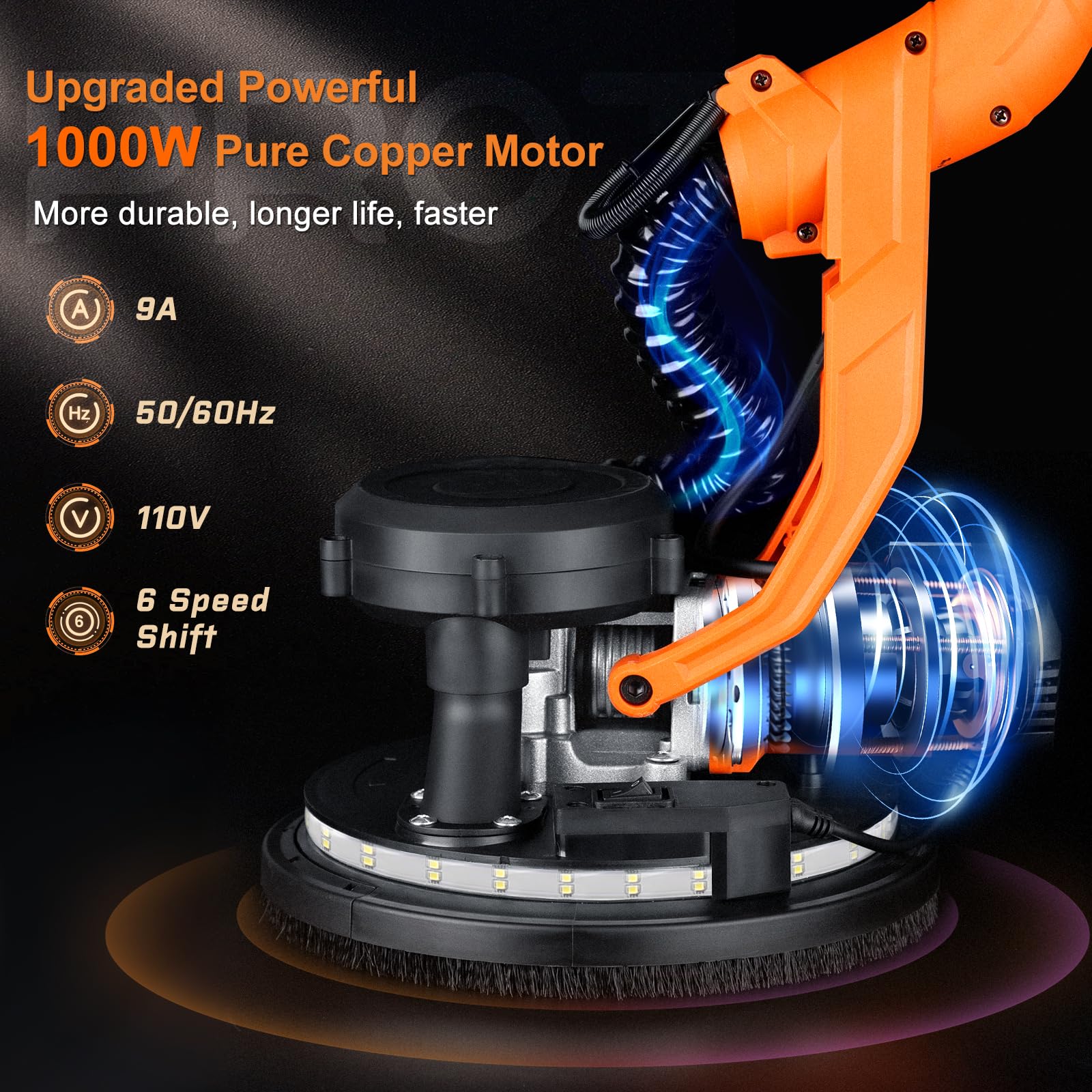1000W Drywall Sander, Electric Wall and Ceiling Sanding Tool for Popcorn Texture Removal - Image 3