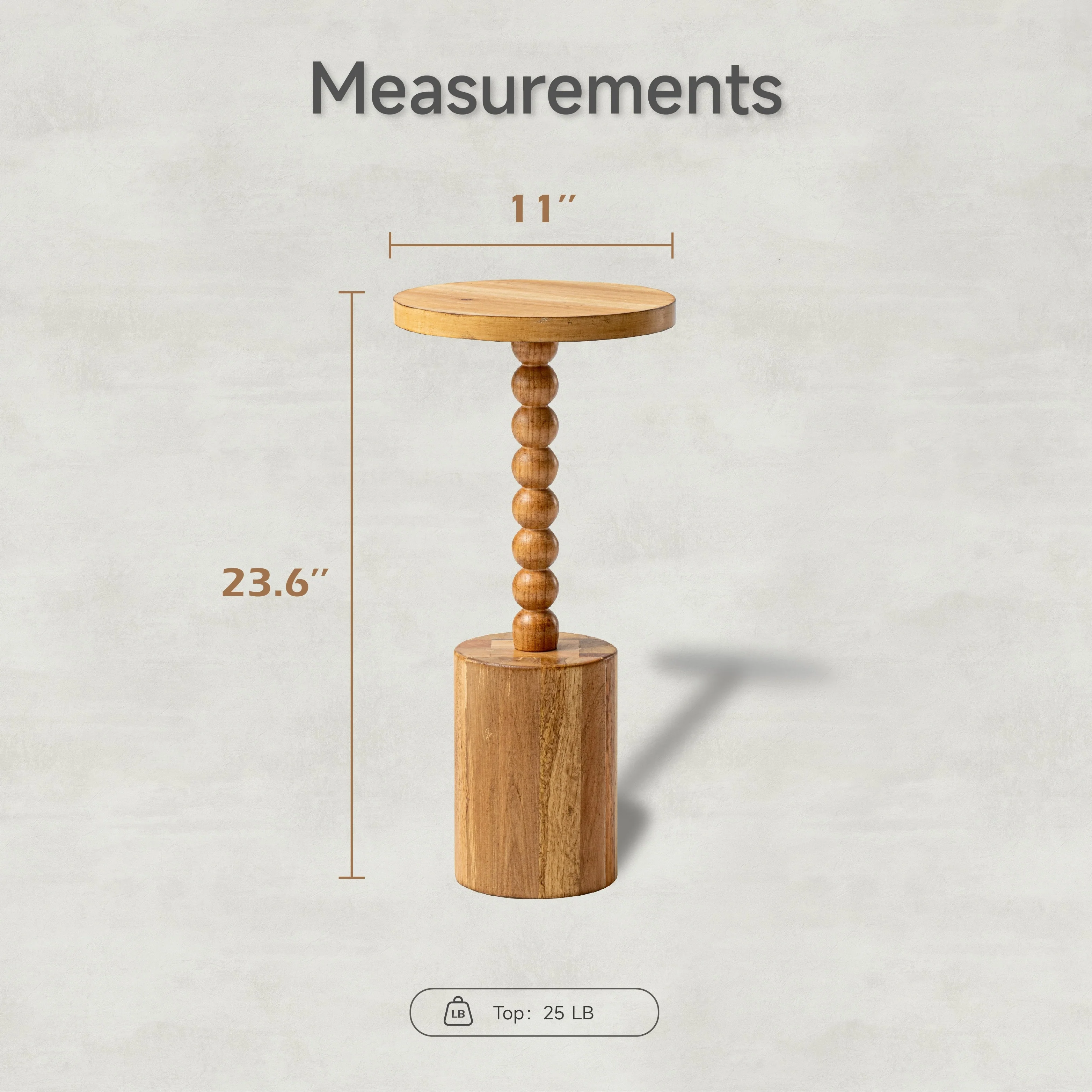 Wood Pedestal End Table, Round Martini Drink Table for Small Spaces, Living Room and Bedroom - Image 5