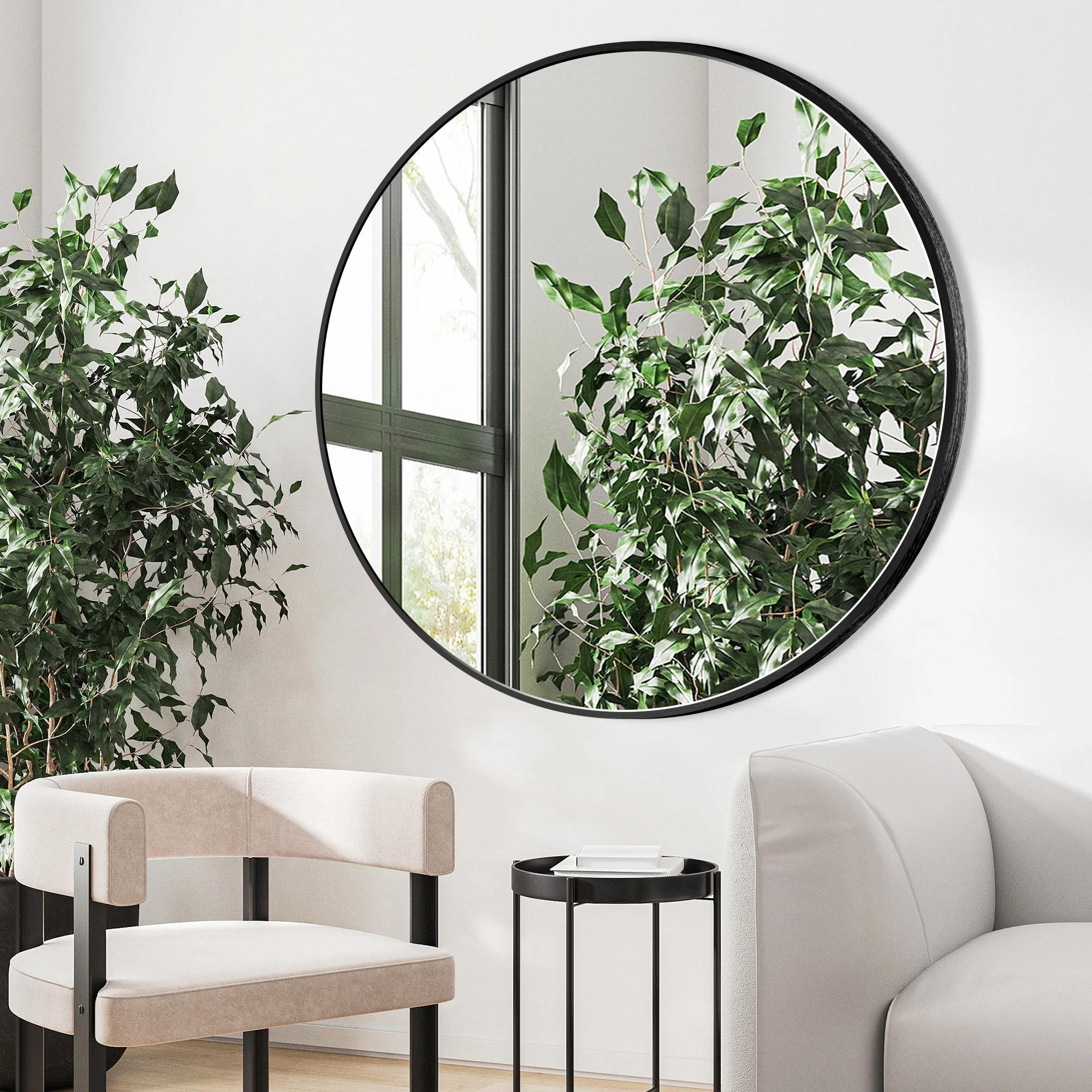 Modern Round Bathroom Vanity Mirror, Wall Mounted Circular Mirror for Bathroom, Bedroom and Home Decor - Image 47