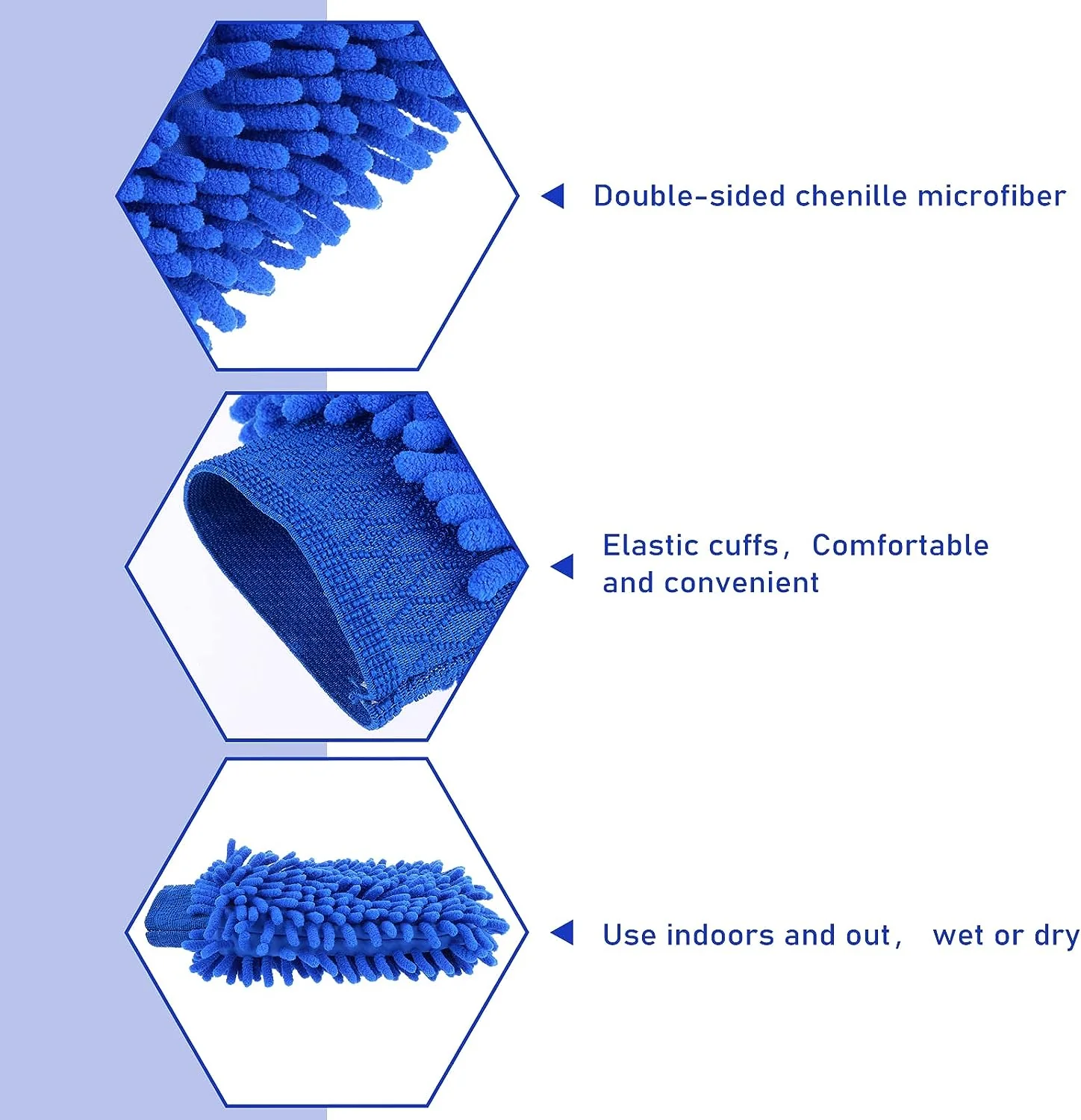 2 PCS Wash Cloths Car Cleaning Supplies Microfiber Towels Brush Wheel Detailing Kit Care Mitt Long Handle Sponge Interior Cleaner Drying Scratch Guard Shampoo Washing Wipes Weave Towel (blue) - Image 3
