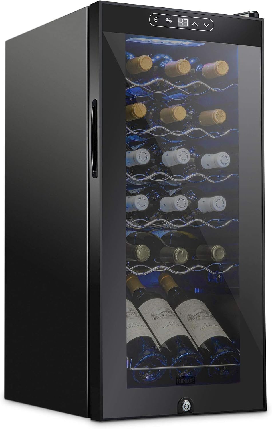 12 Bottle Compressor Wine Cooler Refrigerator w/ Lock | Large Freestanding Wine Cellar | 41F-64F Digital Temperature Control Wine Fridge for Red, White, Champagne or Sparkling Wine - Black - Image 6