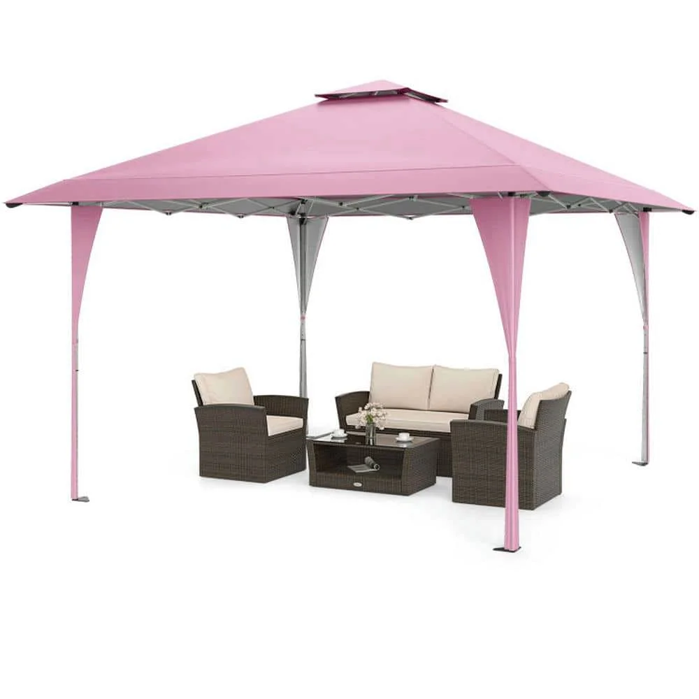 Spaco 13 X 13 FT Pop up Canopy Tent, Canopy with Portable Carrying Bag 8 Stakes and 4 Wind Ropes for Patio, Garden, Backyard, Pink - Image 10