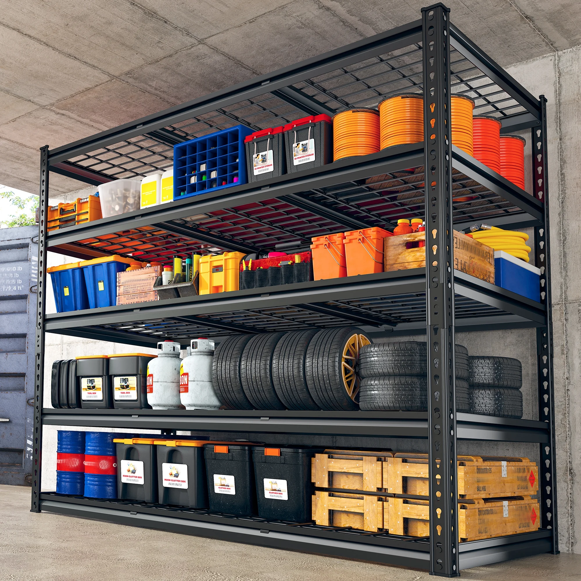 REIBII 48" W Garage Shelving Units 5 Tier Storage Shelves Heavy Duty Adjustable Metal Utility Shelf-72" H x 48" W x 24" D - Image 23