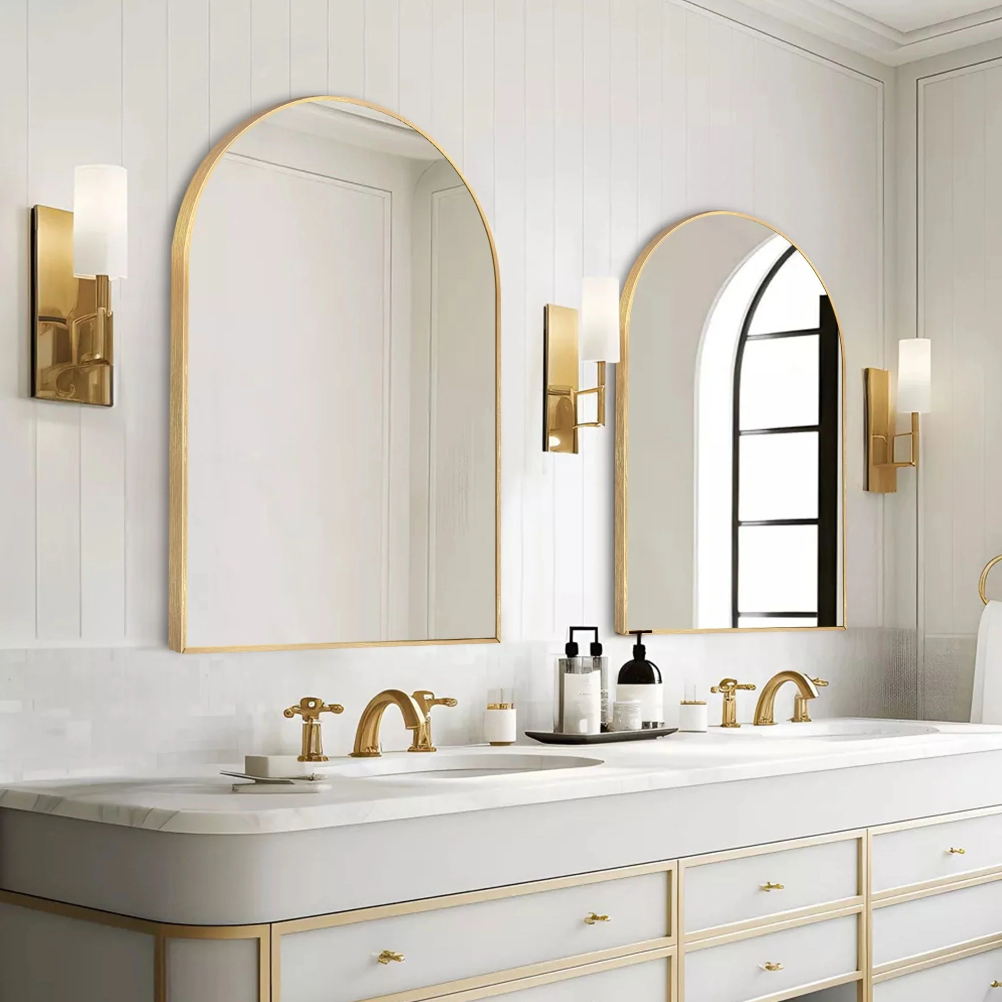 Modern Arch Aluminum Bathroom Wall Mirror, Wall Mounted Vanity Mirror for Bathroom, Bedroom and Home Decor - Image 5