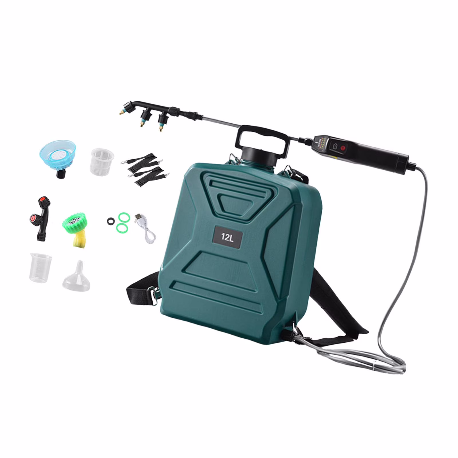 Miulika Garden Electric Sprayer 2 Spray Speed 12L Practical Comfortable Handle, Retractable Water Sprayer for Gardening Cleaning Green