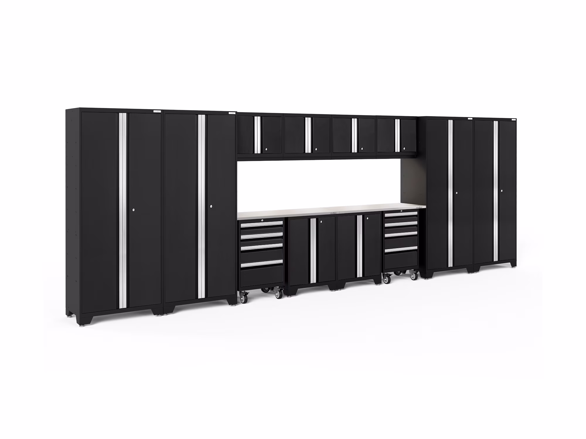 NewAge Products Bold Series Gray 14 Piece Cabinet Set, Heavy Duty 24-Gauge Steel Garage Storage System, LED Lights Included - Image 7
