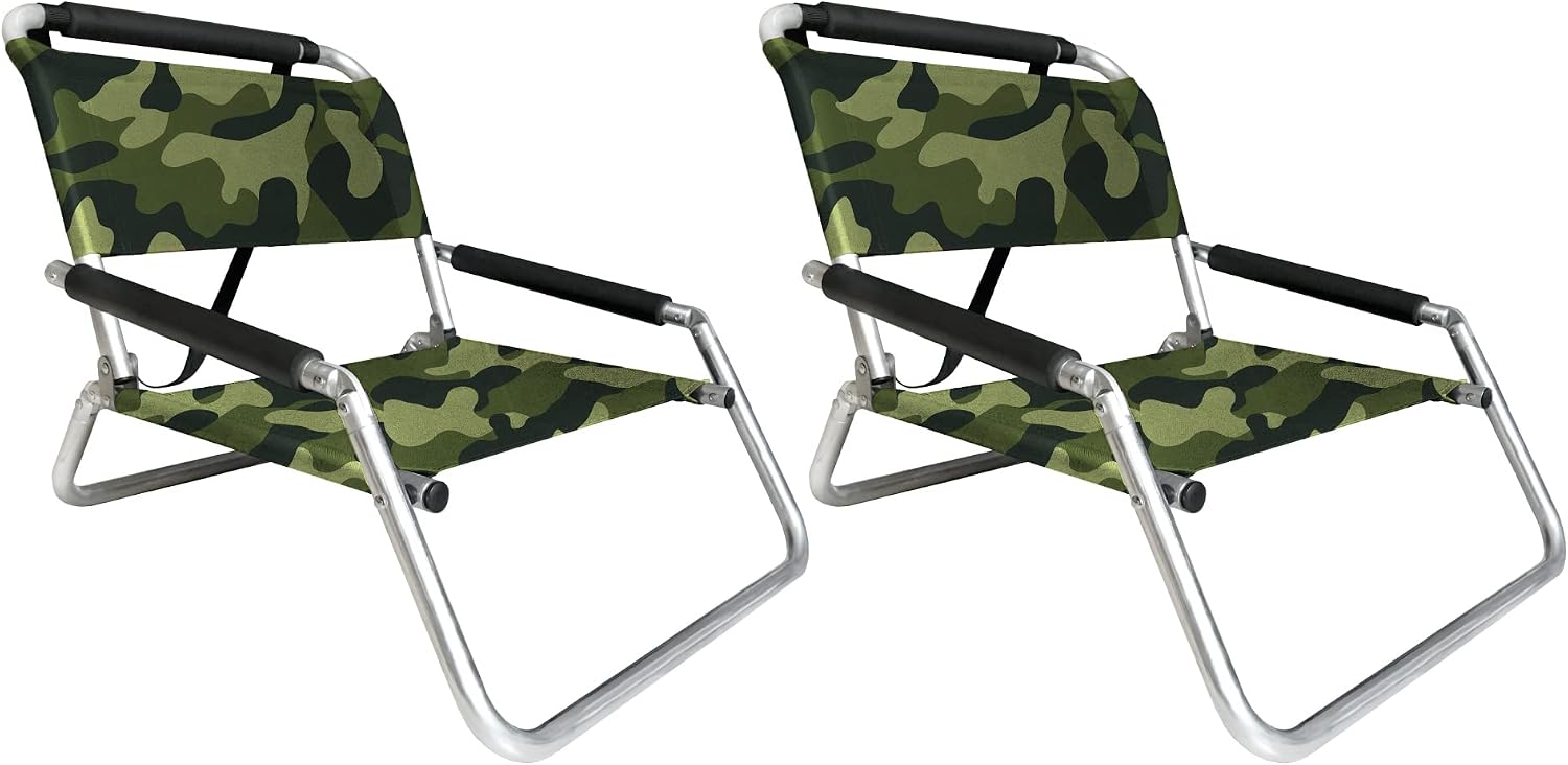 Lightweight Portable Foldable Recliner Beach Chairs, with Slip Pockets and Shoulder Strap, 2 Pack, Black, XL - Image 4