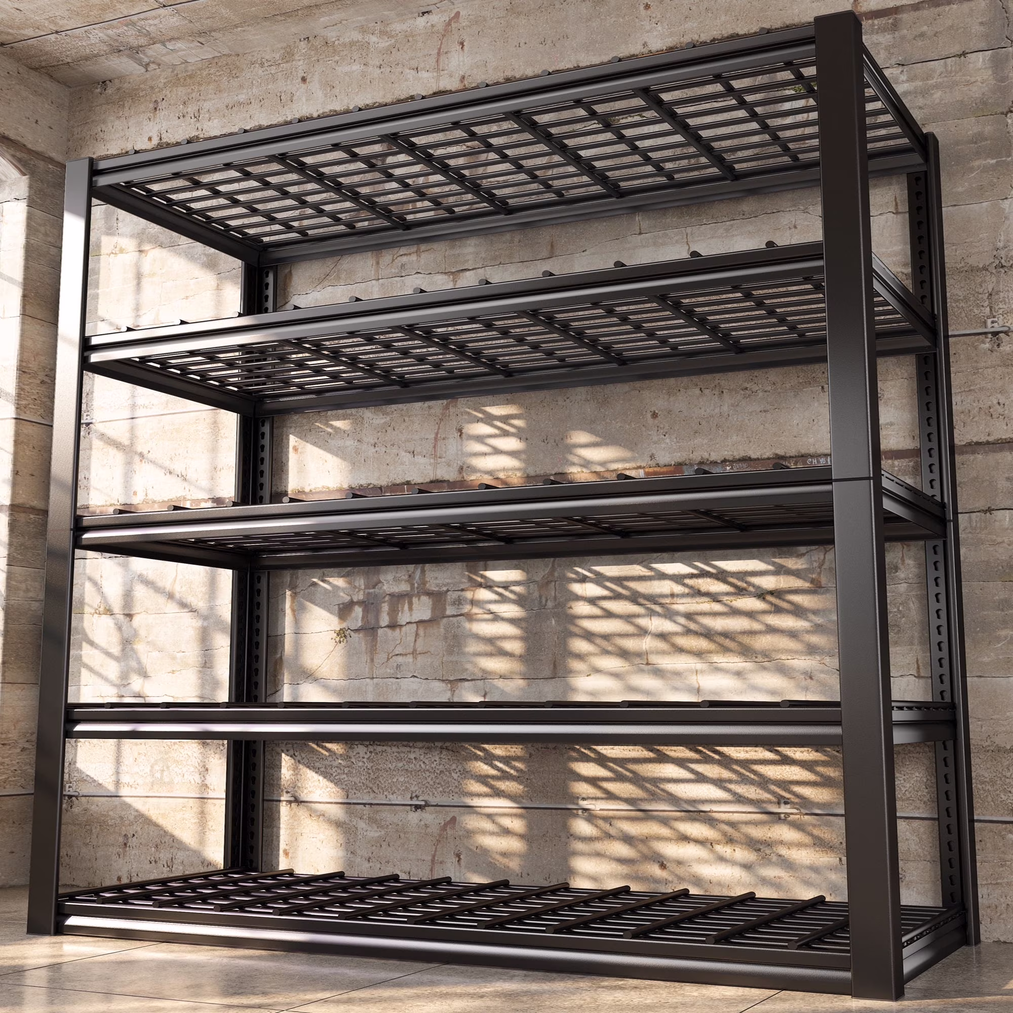 REIBII 48.2"W Garage Shelving Heavy Duty 3000LBS Storage Shelves Adjustable 5 Tier Metal Shelving,48.2''L X 24.5''W X 72''H - Image 5
