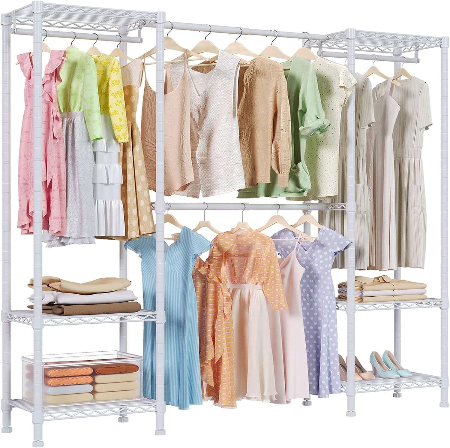 H11 Heavy Duty Clothes Rack White Clothing Rack for Hanging Clothes - Image 3