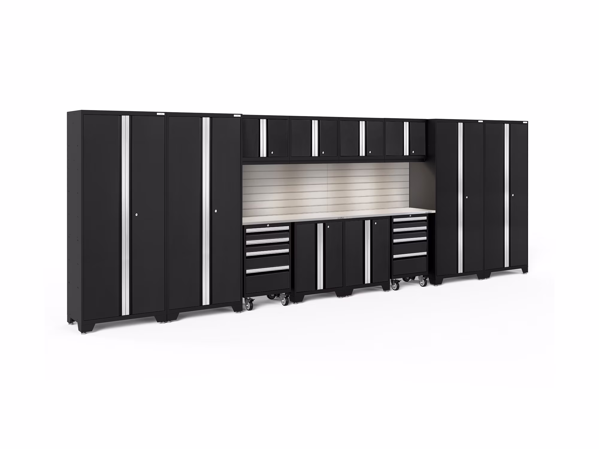 NewAge Products Bold Series Red 14 Piece Cabinet Set, Heavy Duty 24-Gauge Steel Garage Storage System, Slatwall / LED Lights Included - Image 11
