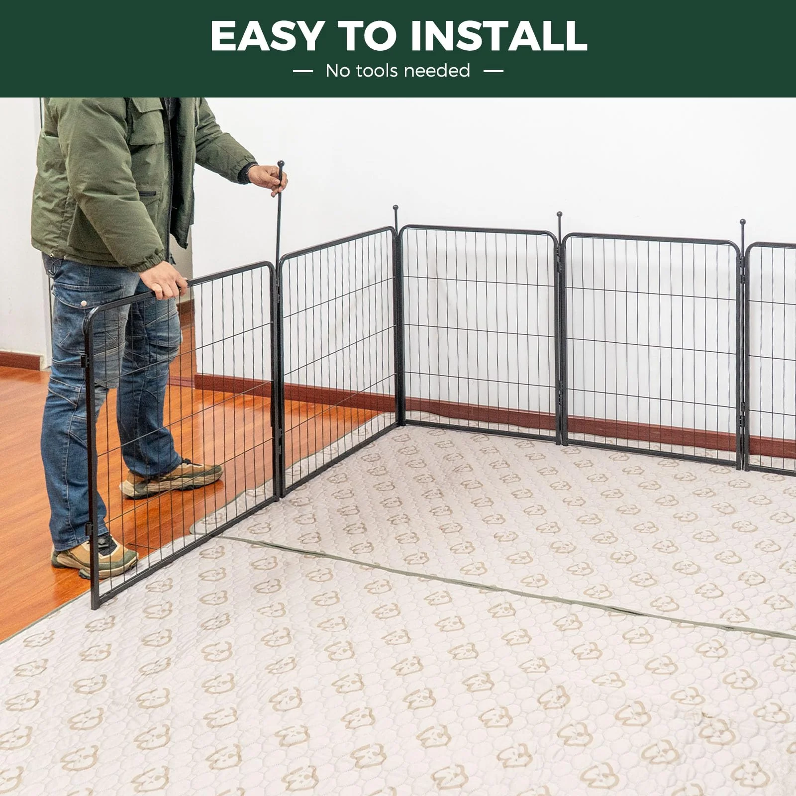 32" Dog Playpen for Small Dogs, Portable Indoor Outdoor Pet Exercise Pen for Puppies and Small Pets - Image 5