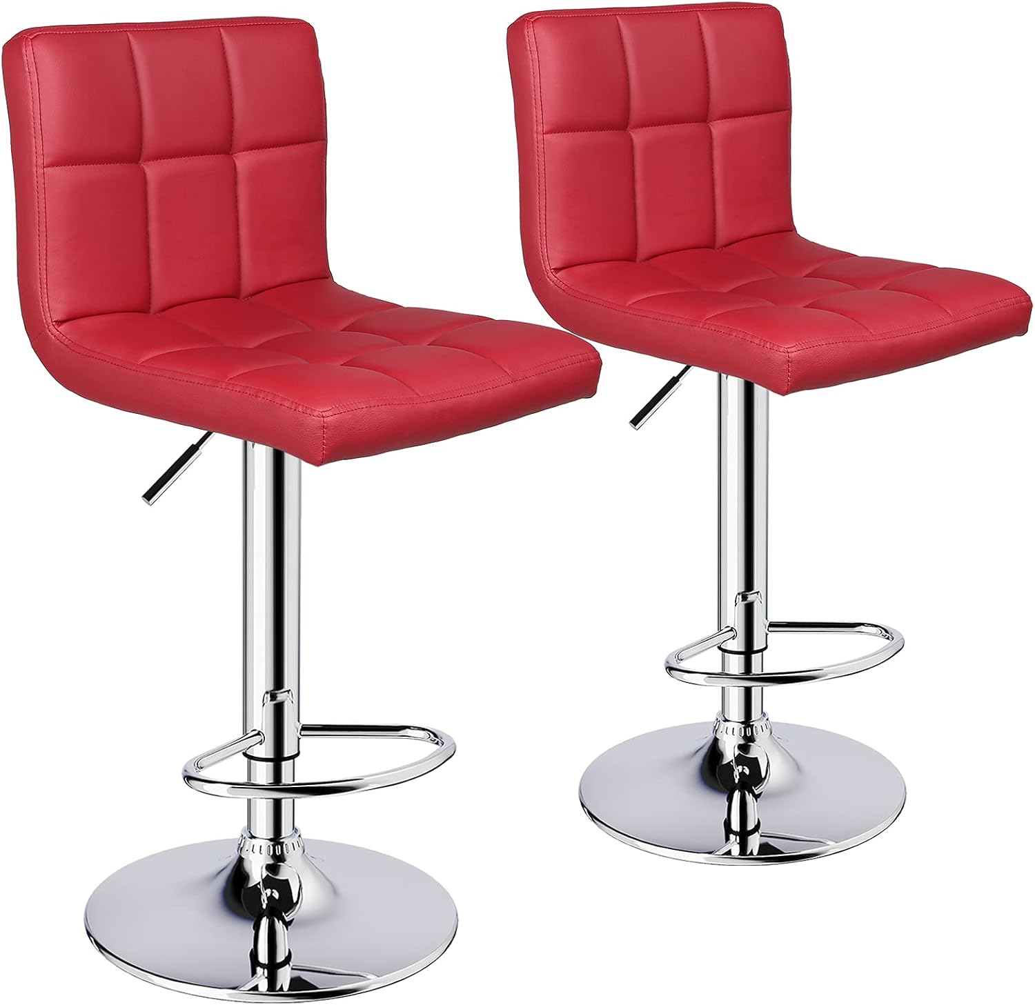 Leopard Bar Stools, PU Leather Bar Stool with Back, Set of 2, Light Grey - Image 4