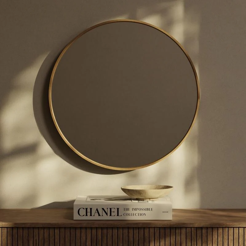 Classic Farmhouse Round Wall Mirror, Wooden Frame Decorative Accent Mirror for Living Room, Bedroom and Entryway - Image 48
