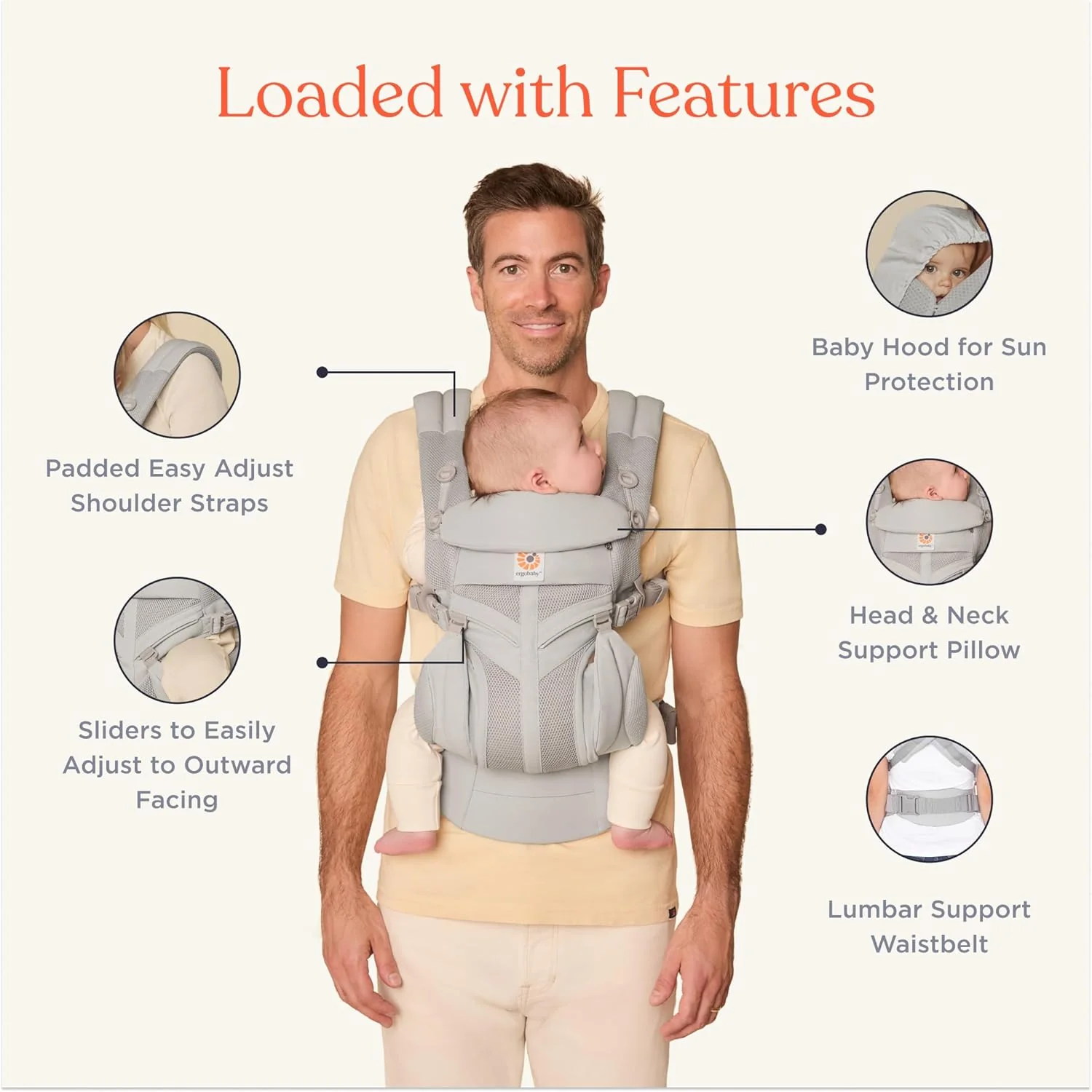 ERGOBABY Omni Classic All-Position Baby Carrier, Pearl Grey - Image 3