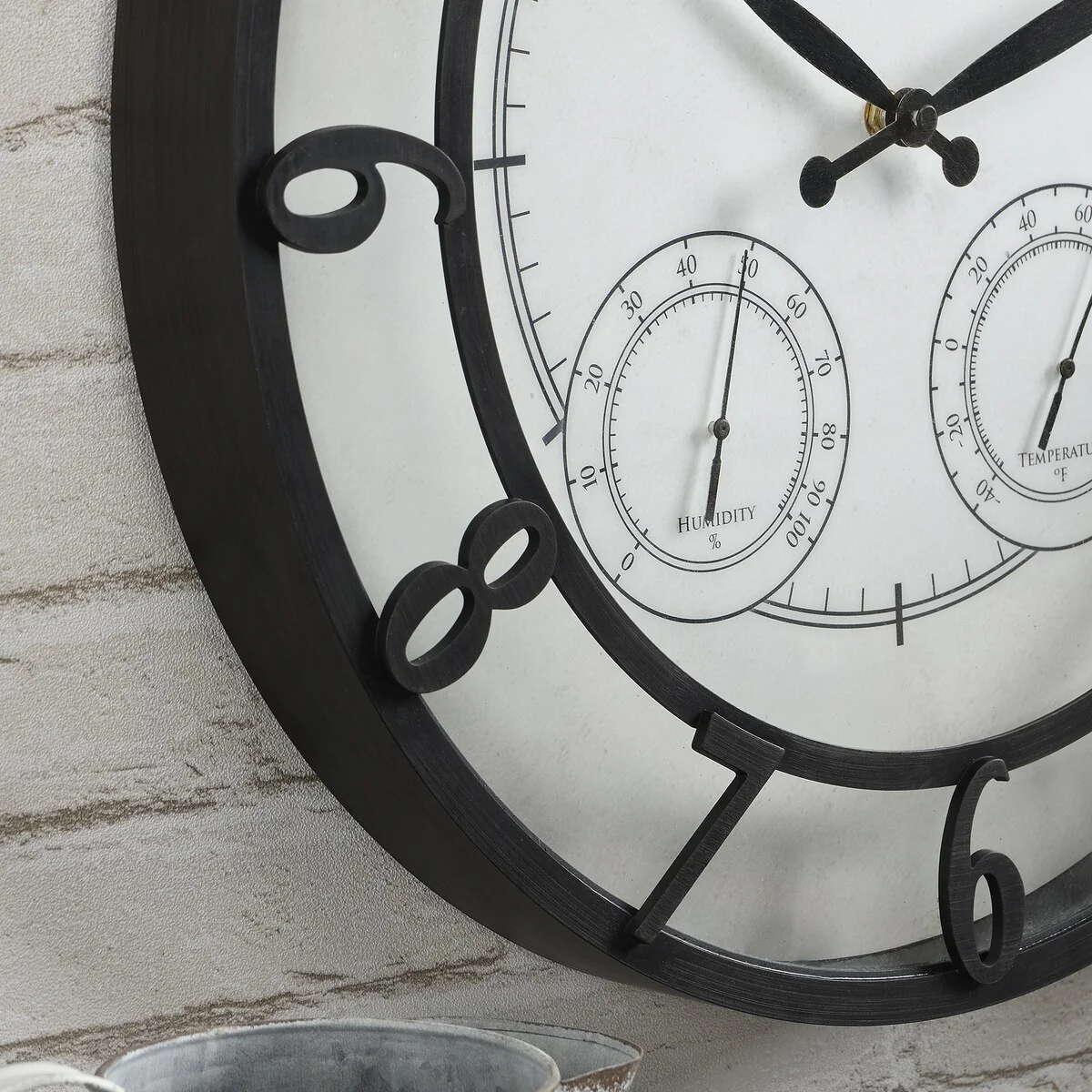 18" Bronze-Tone Outdoor Wall Clock, Weather-Resistant Plastic, Farmhouse Style - Image 4