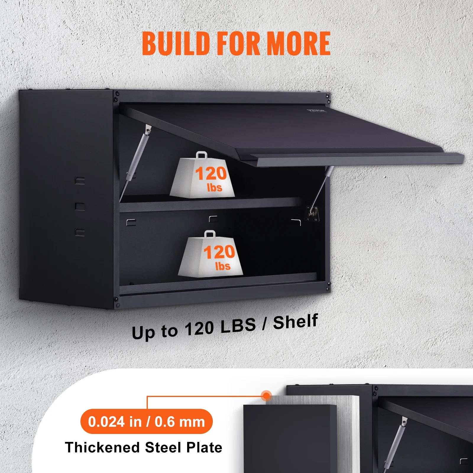 VEVOR Metal Storage Cabinet, 120lbs Load Capacity per Shelf, 20'' Tall Wall-Mounted Powder-Coating Steel Garage Cabinet with Adjustable Shelf, Press to Lock & Open Door, Perfect for Office Home - Image 3