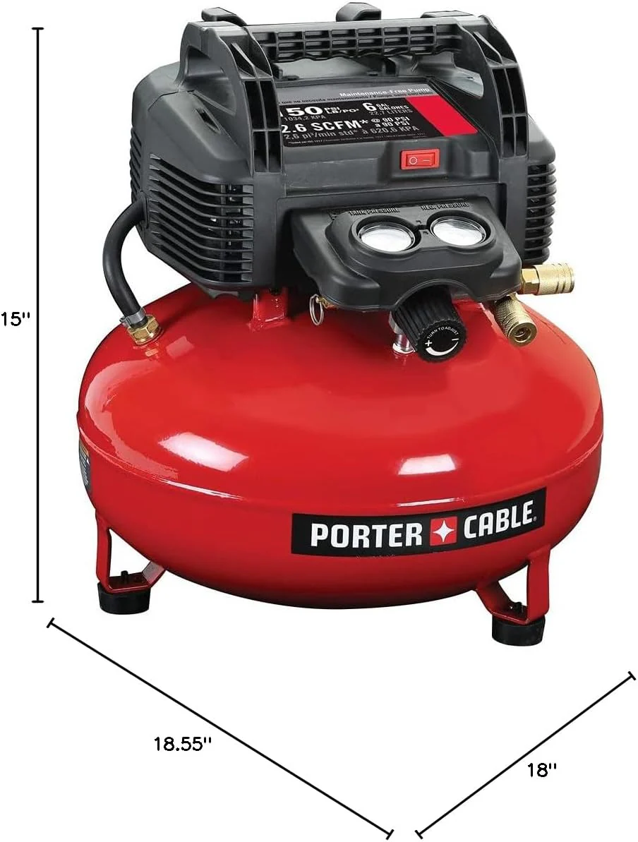 6 Gallon Pancake Air Compressor, Oil-Free Portable Electric Compressor for Garage, Workshop and DIY Projects - Image 7
