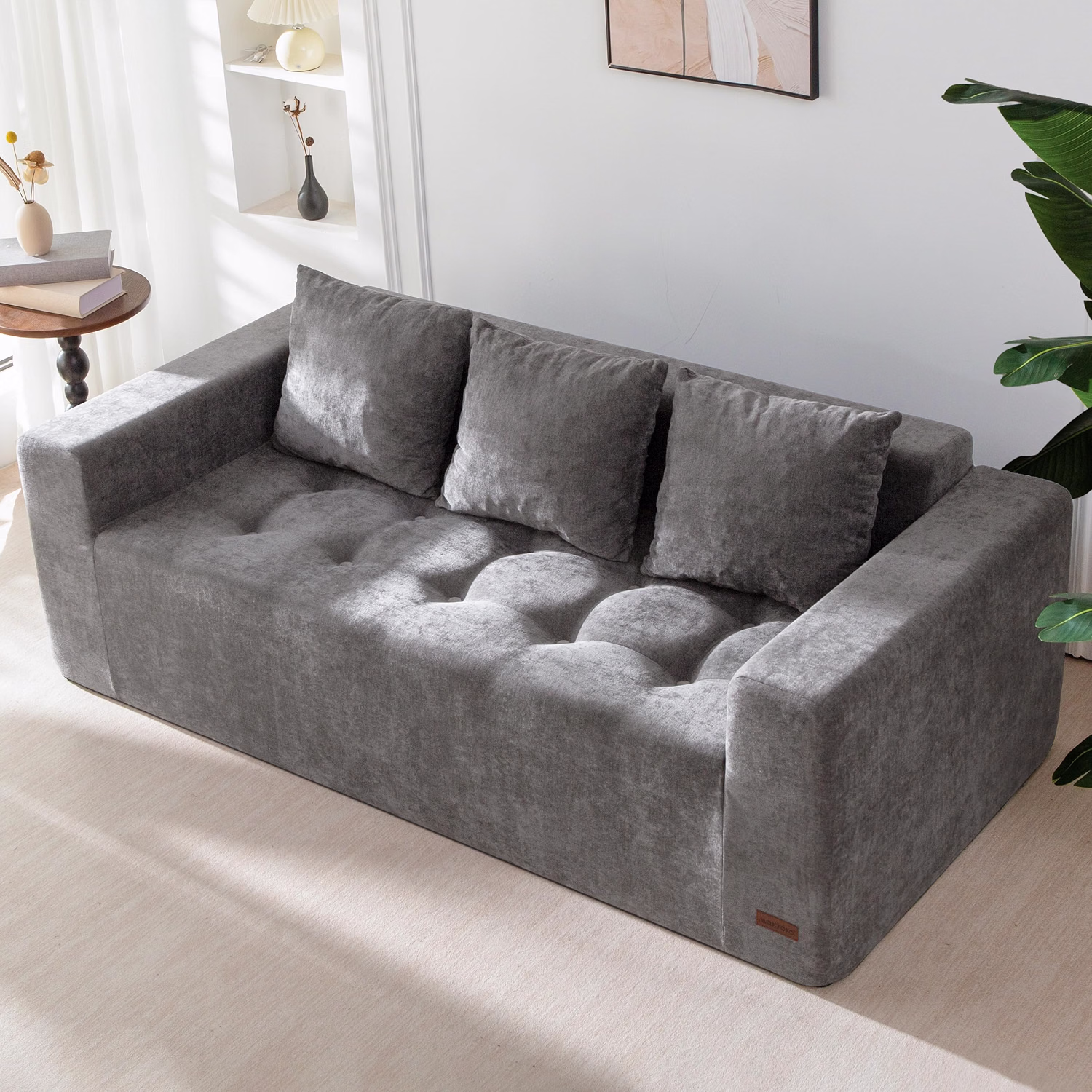 Modular Sofa Couch, 61" Loveseat Boneless Cloud Couch with Deep Seat, Chenille Upholstered Living Room Comfy Sofa Chair for Living Room, No Assembly Required, Dark Grey