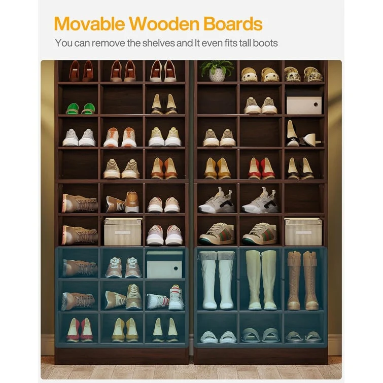 10-Tier Tall Shoe Cabinet, 30-Pair White Wood Shoe Storage Rack for Entryway and Closet - Image 28