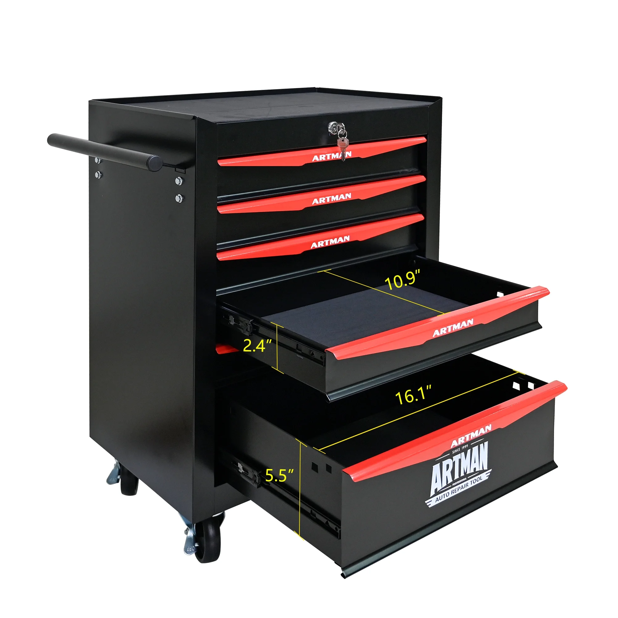 NIGSQJB 30.5"H Rolling Tool Chest Cart with 6 Drawers, 7 Small Tool Boxes Organizers, Lockable Tool Cabinet Storage with Wheels for Garage, Warehouse,Workshop, Repair Shop, DIY, Red - Image 23