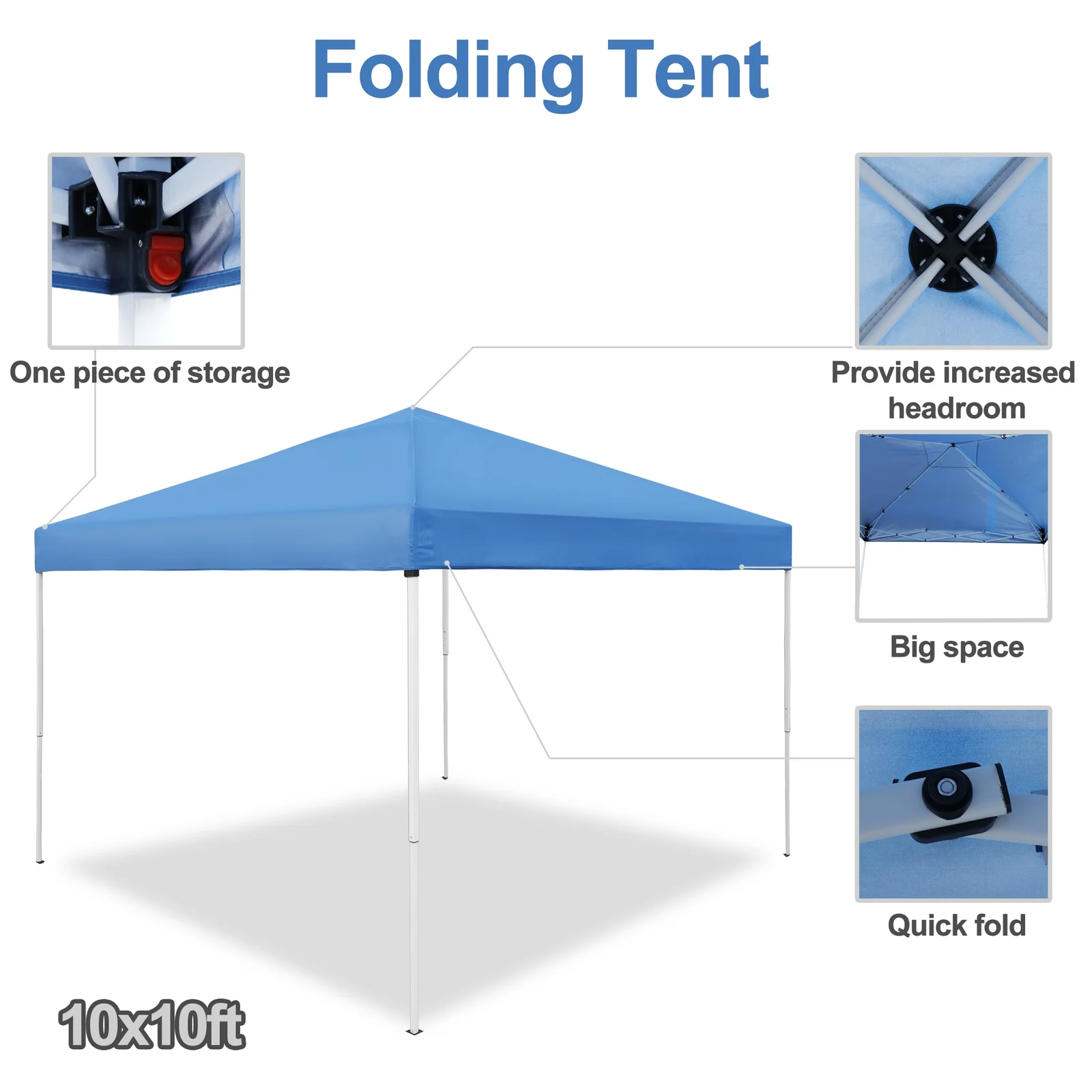 NALYL Canopy Tent, 10X10 FT Pop Up Canopy Outdoor Instant Tent Slant Legs with Carrying Bag, Portable Gazebo Shelter for Patio Deck Garden and Beach - Image 6