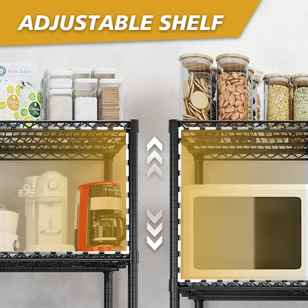 IVV 4-Tier Wire Shelving Unit on Wheels, Rolling Metal Storage Utility Rack, 2500LBS Capacity, Height Adjustable for Restaurant Garage Pantry Kitchen, 55.12"L x 23.62"W x 75.59"H, Black - Image 7