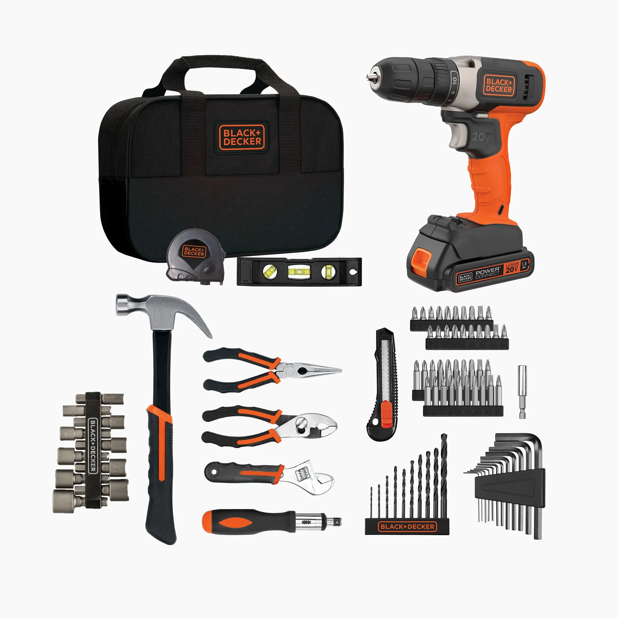 BLACK+DECKER 20V Drill/Driver, 1.5Ah, 83 Piece Set, Battery and Charger Included - Image 4
