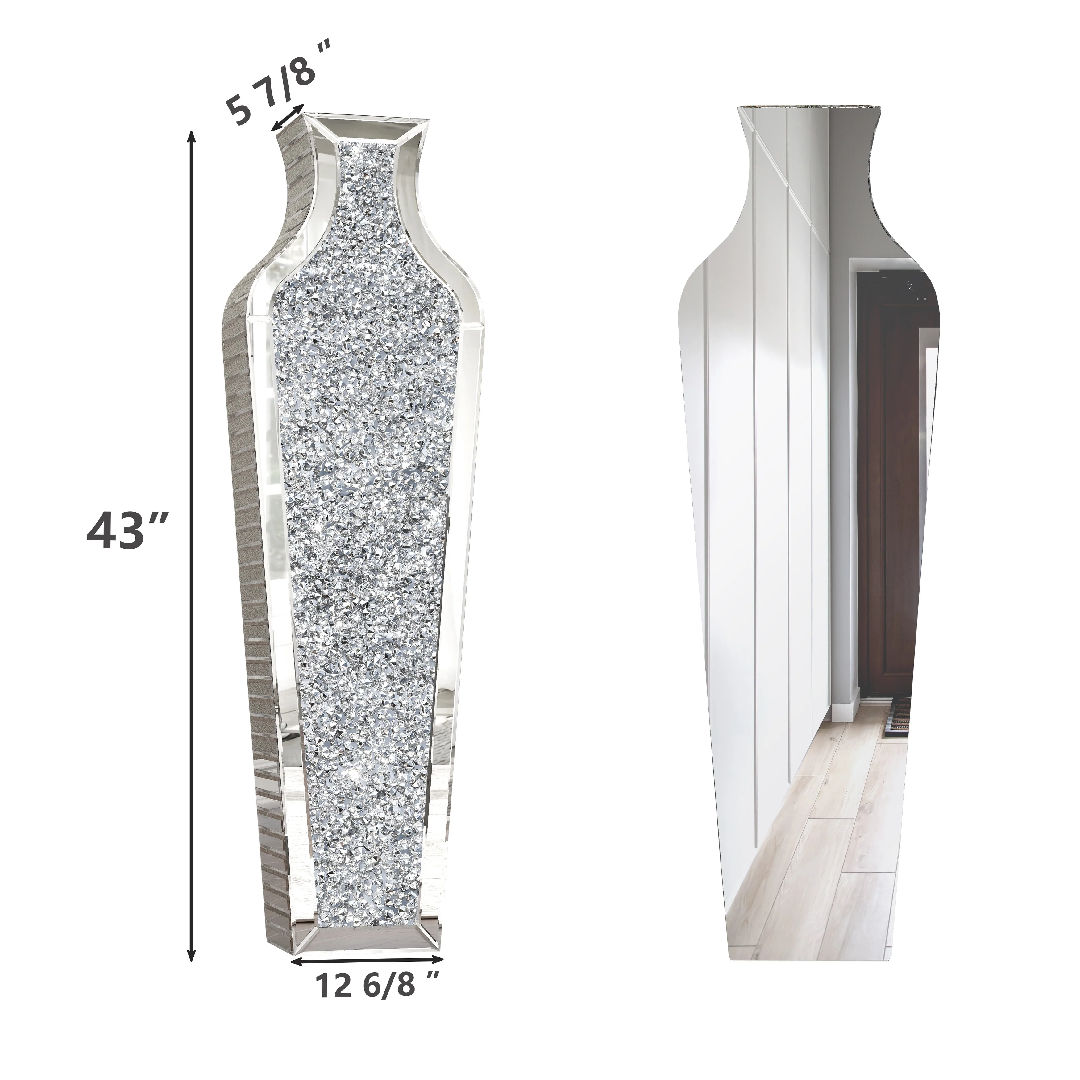 Tall Crushed Diamond Floor Vase, Luxury Decorative Crystal Accent Vase for Living Room, Bedroom and Home Decor - Image 12
