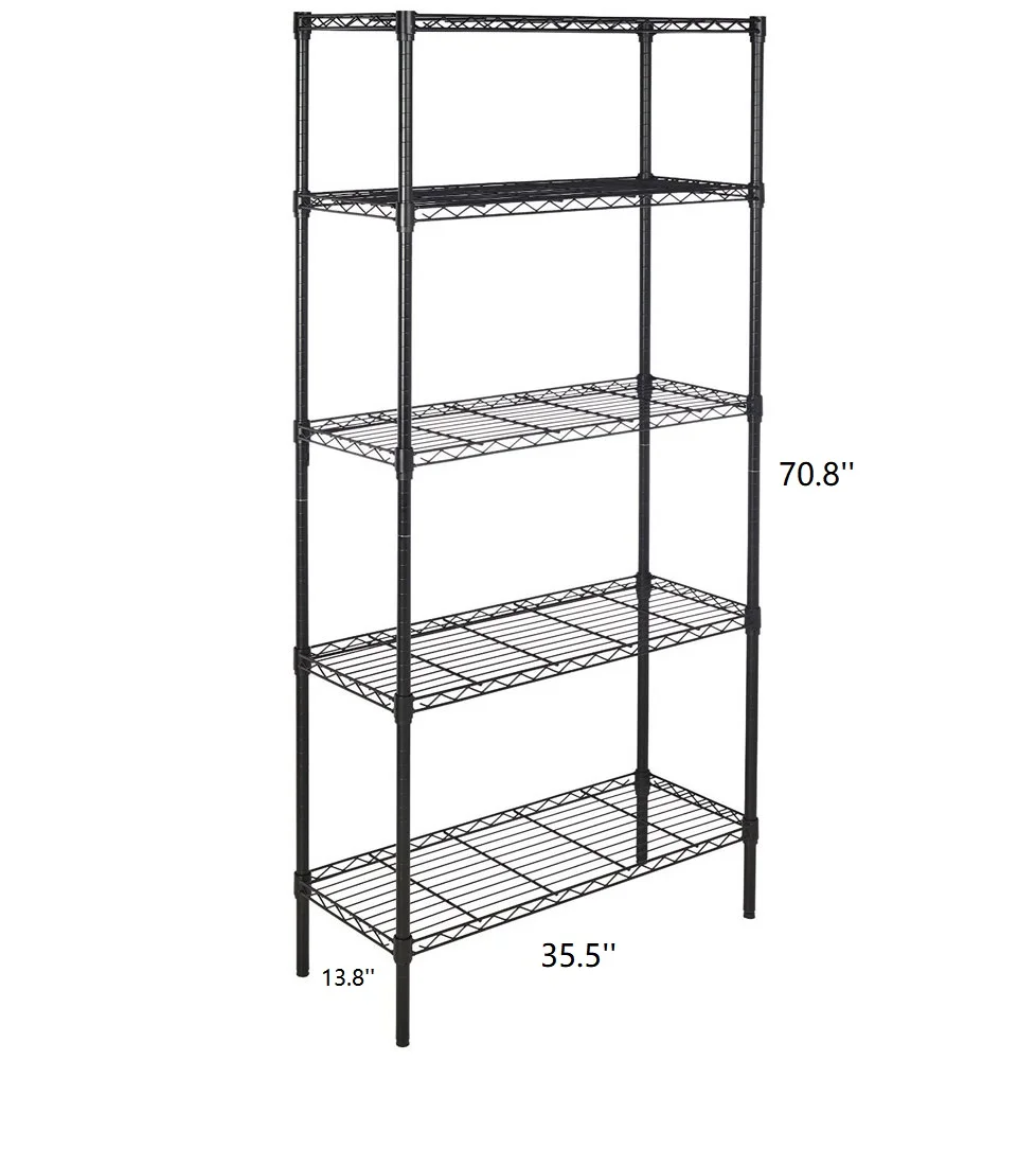 Wire Storage Shelves, 5 Tier Shelf Metal Storage Racks and Shelving Rack, Wire Storage Shelves for Garage Metal Storage Shelving, Epoxy Steel Wire Shelving Unit and Storage, 35''x13.8''x70.8'', S1623 - Image 3