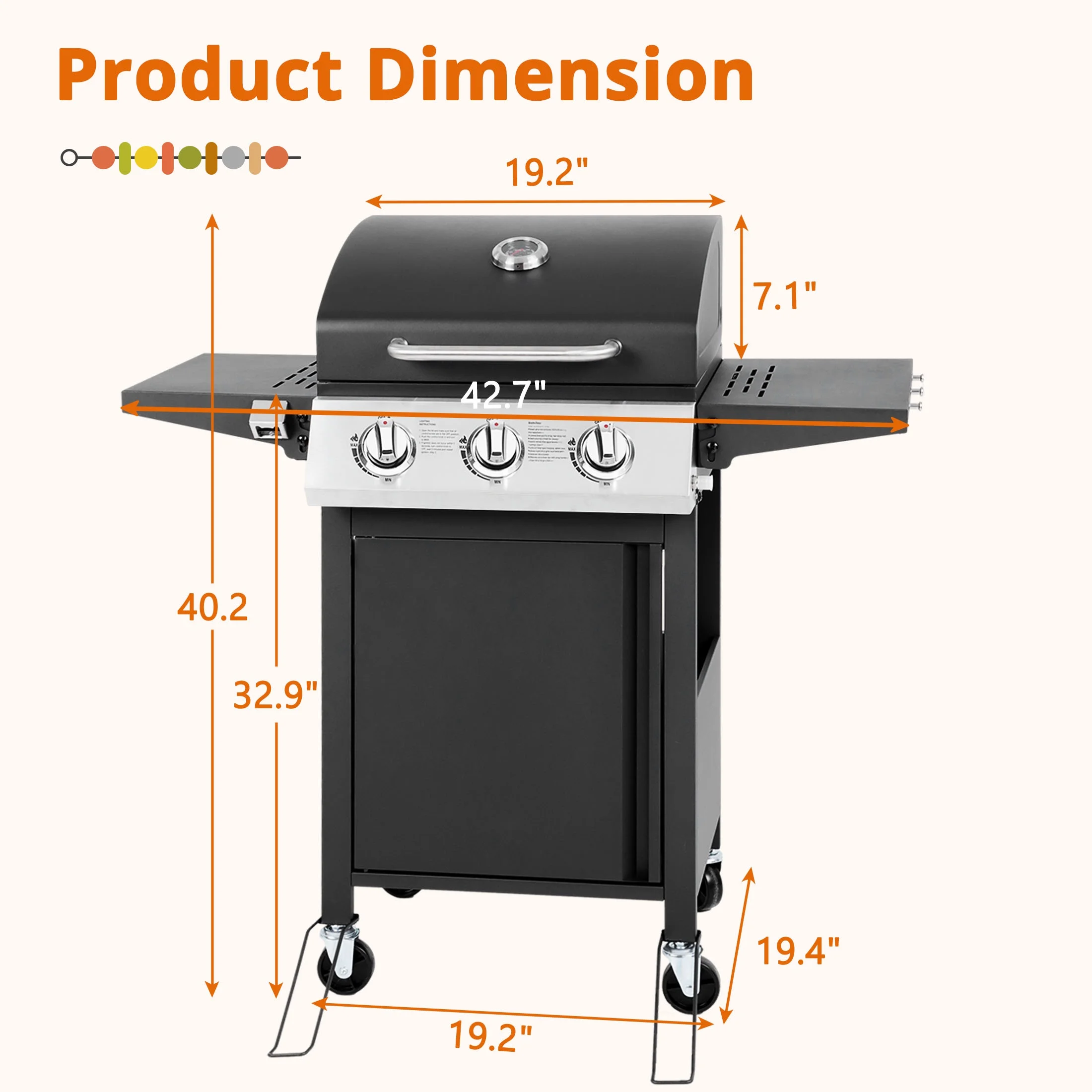SEGMART 4 Burner BBQ Propane Gas Grill, Stainless Steel 40,000 BTU Patio Garden Barbecue Grill with Folding Side Tables, Cleaning Brush & Thermometer, Perfect for Camping, Outdoor Cooking - Image 18