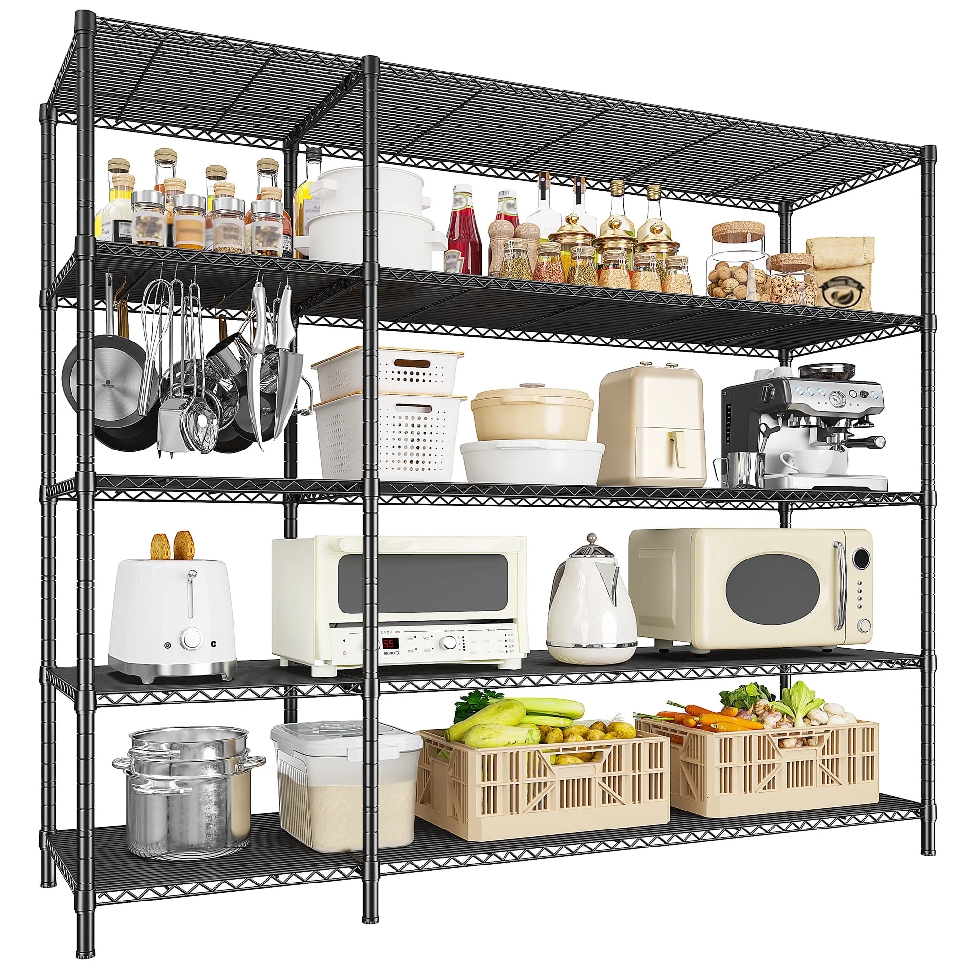 REIBII Heavy Duty 4-Tier Metal Wire Shelving Unit,Adjustable L-Shape Corner Storage Rack for Garage,Pantry,Kitchen,1120 lbs Capacity - Image 18