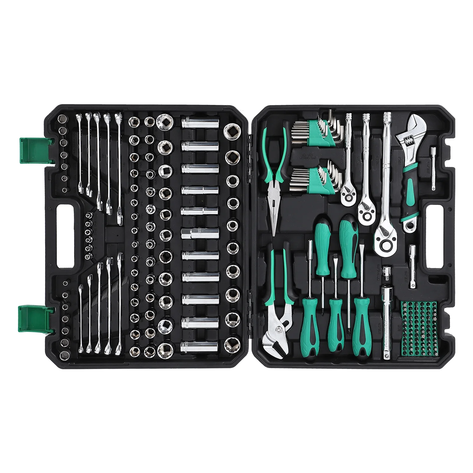 Ladcaser 213 Piece Mechanic Tool Set and Socket Wrench Set, SAE and Metric Household Hand Tool Kit, Cr-V Constructed, Home/Auto Repair Tool Sets with Storage Case - Image 2