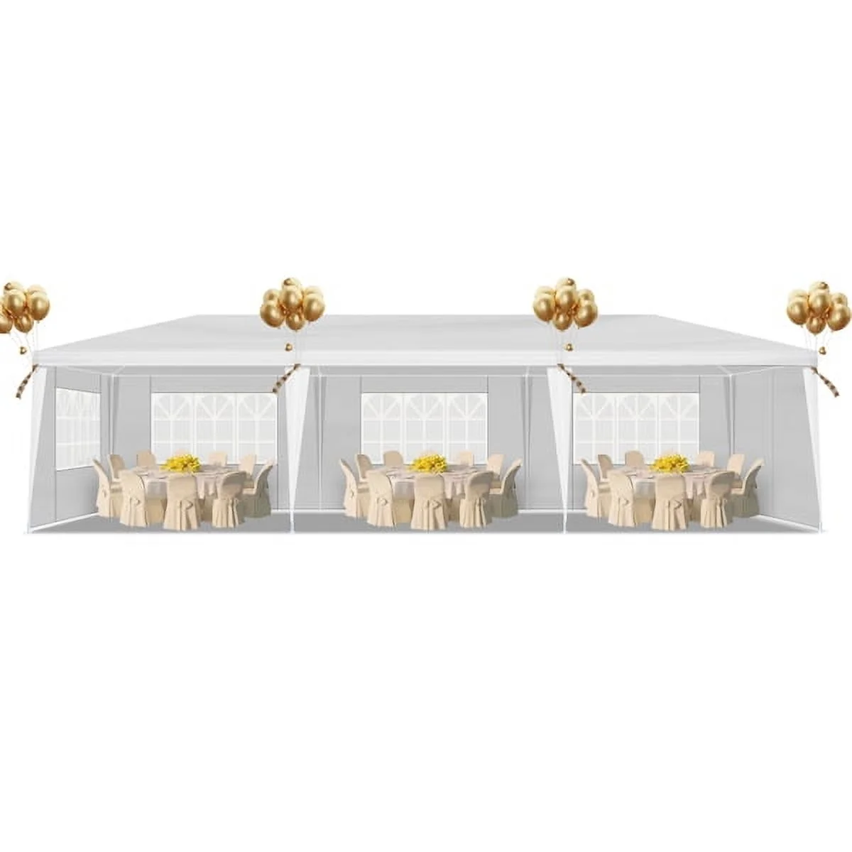 10'x30' Outdoor Party Tent with 8 Removable Sidewalls, Waterproof Canopy Patio Wedding Gazebo, White,white - Image 10